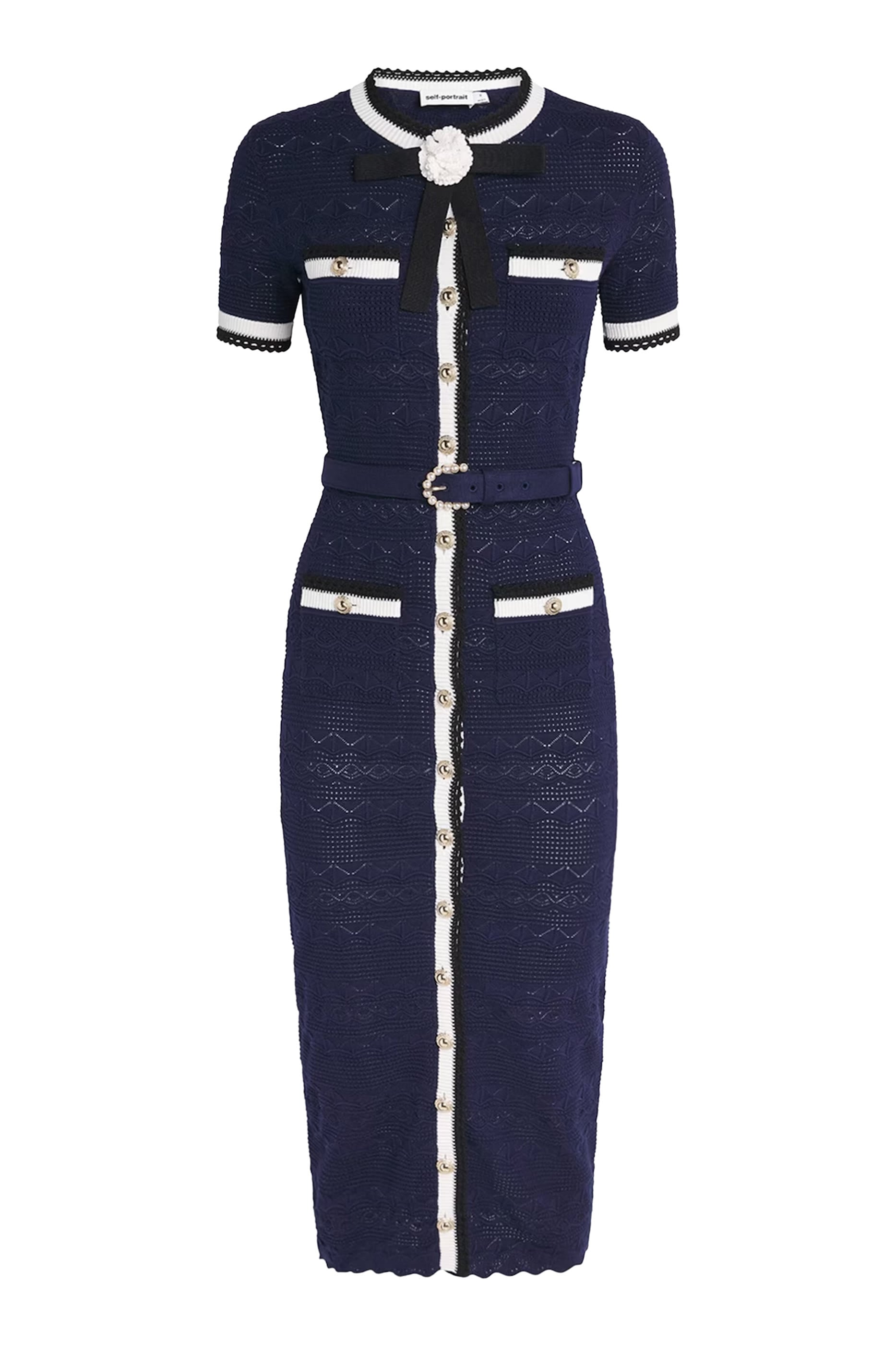 Pointelle Knit Midi Dress