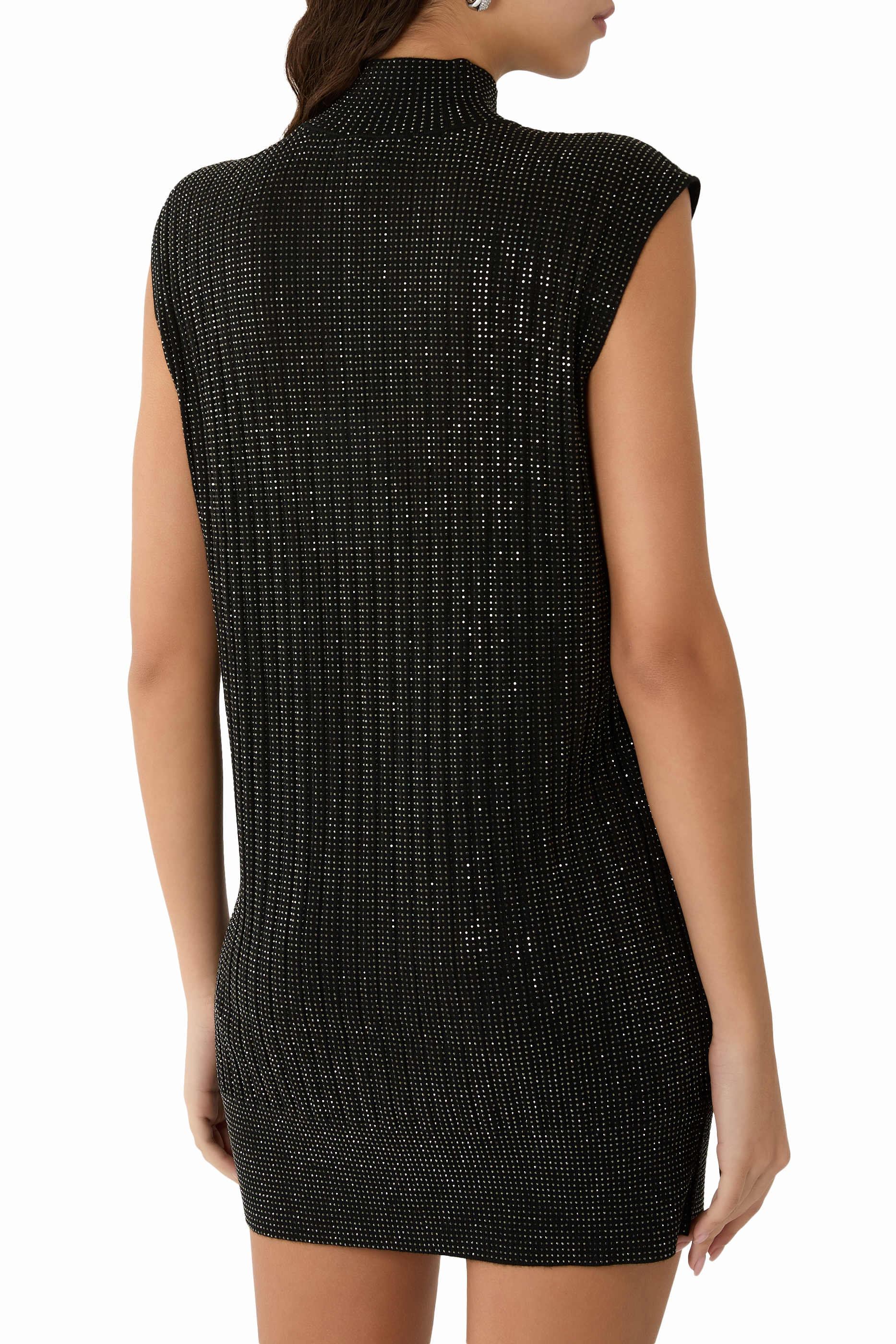  All-Over Rhinestones Sleeveless Dress