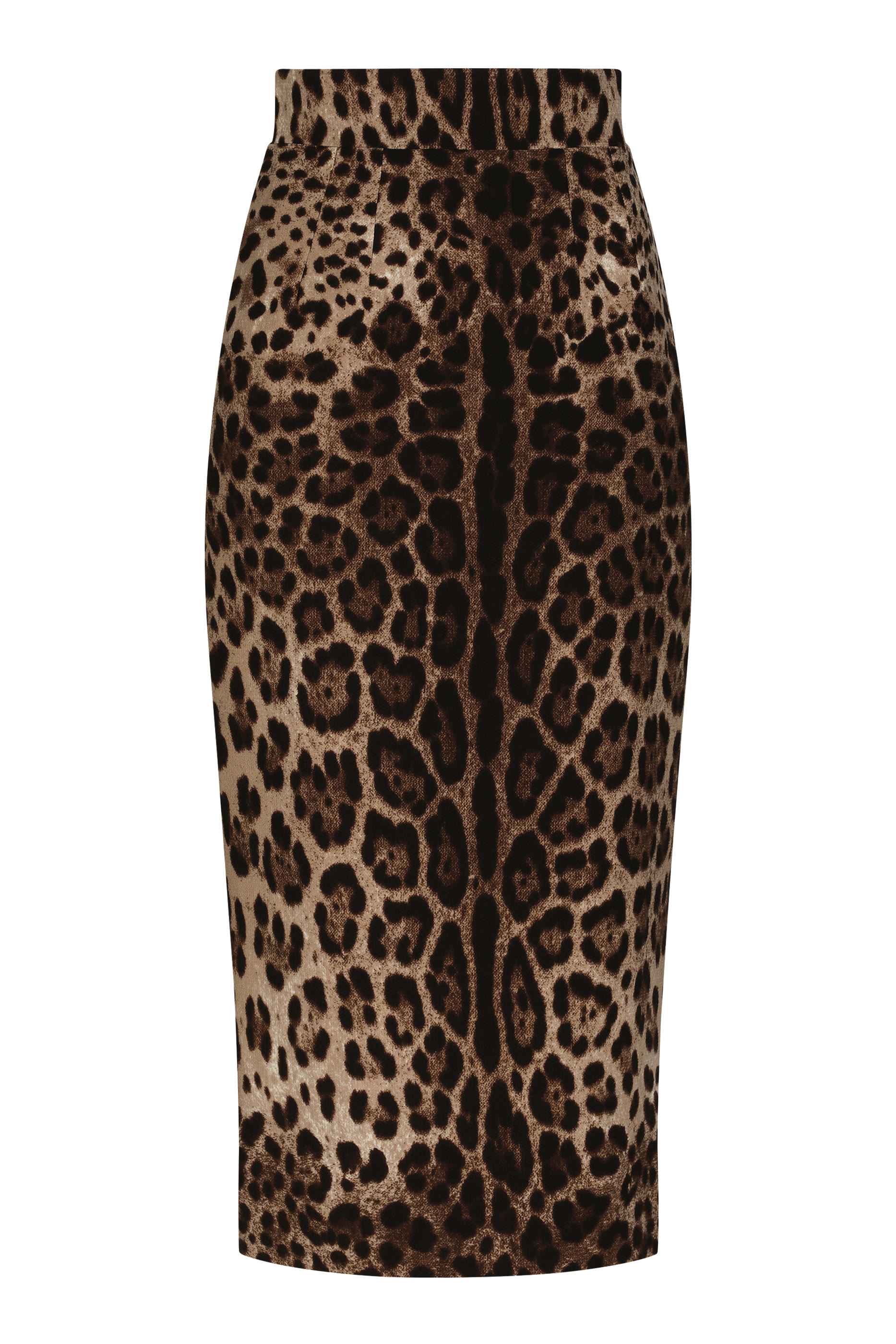 Leopard-Print Double Crepe Calf-Length Skirt