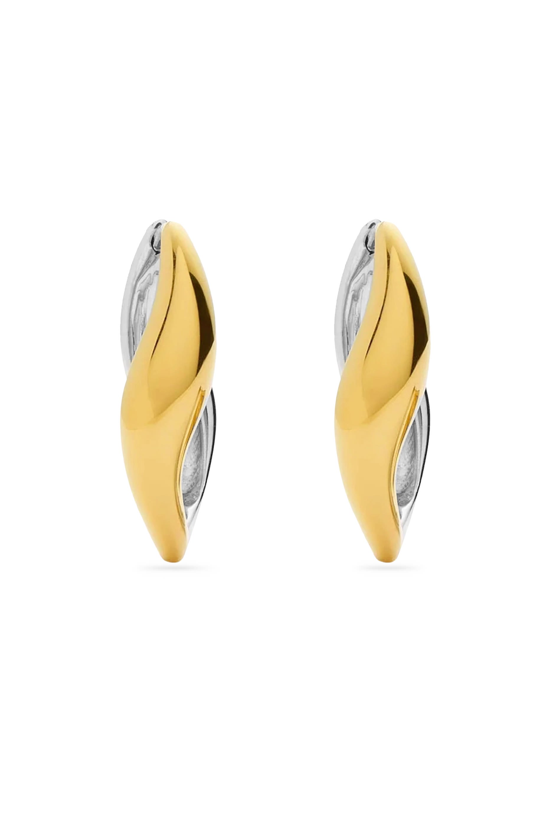 Savi Signature Small Hoop Earrings,  18k Recycled Gold Plating & Rhodium Plating on Brass