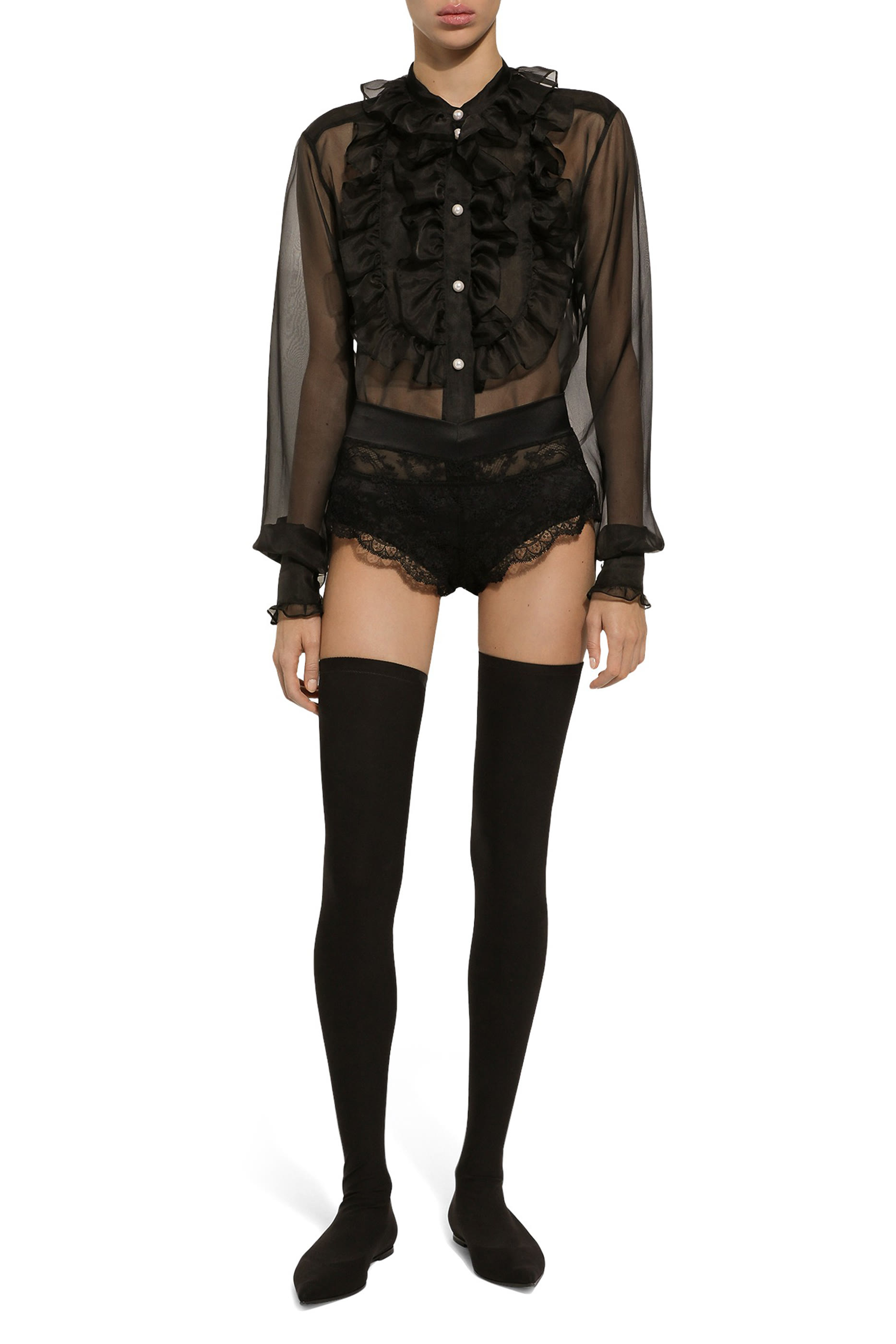 Organza Shirt with Ruffles