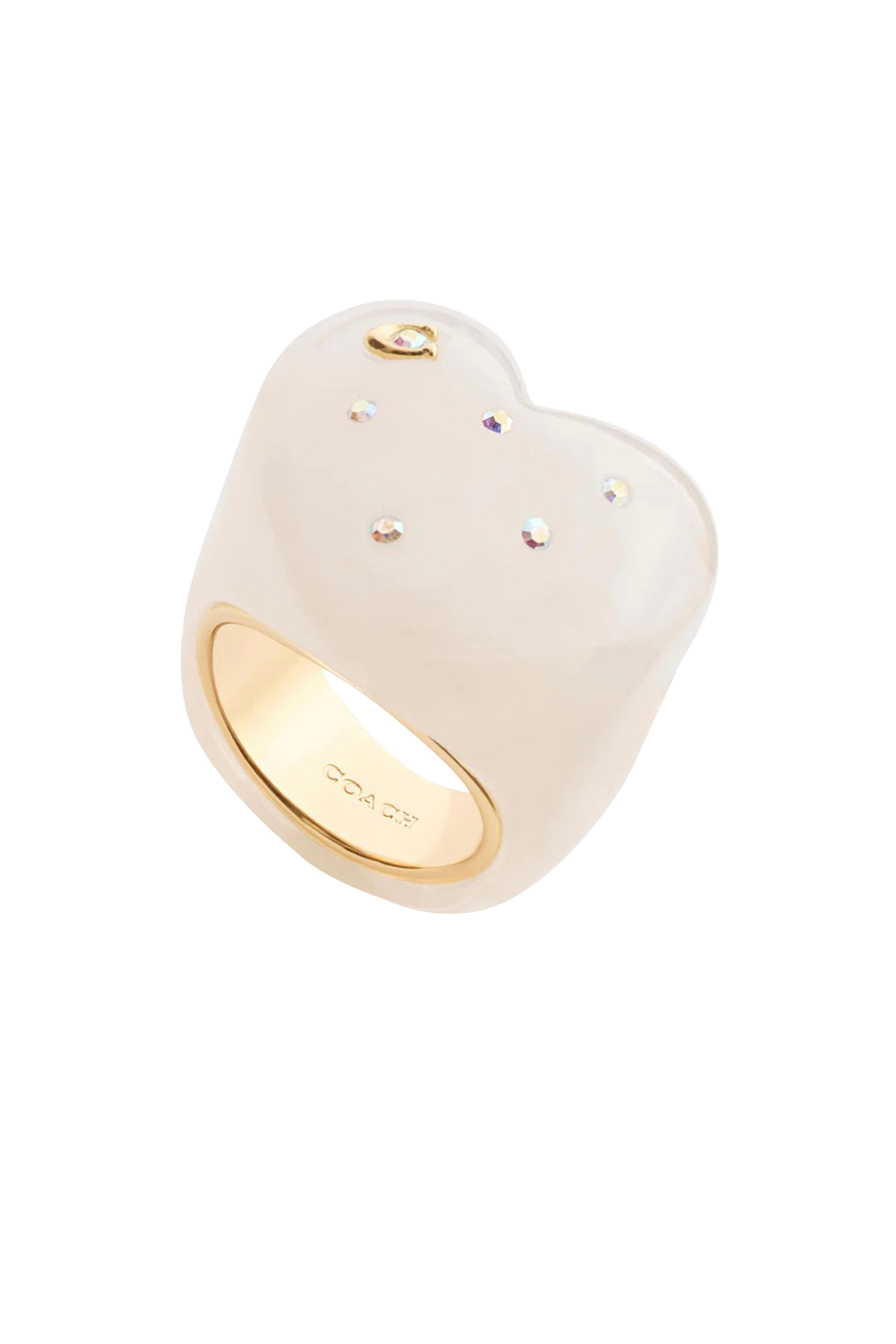 Vintage Charms Signature Heart Cocktail Ring, Brass & Resin, Glass Crystal