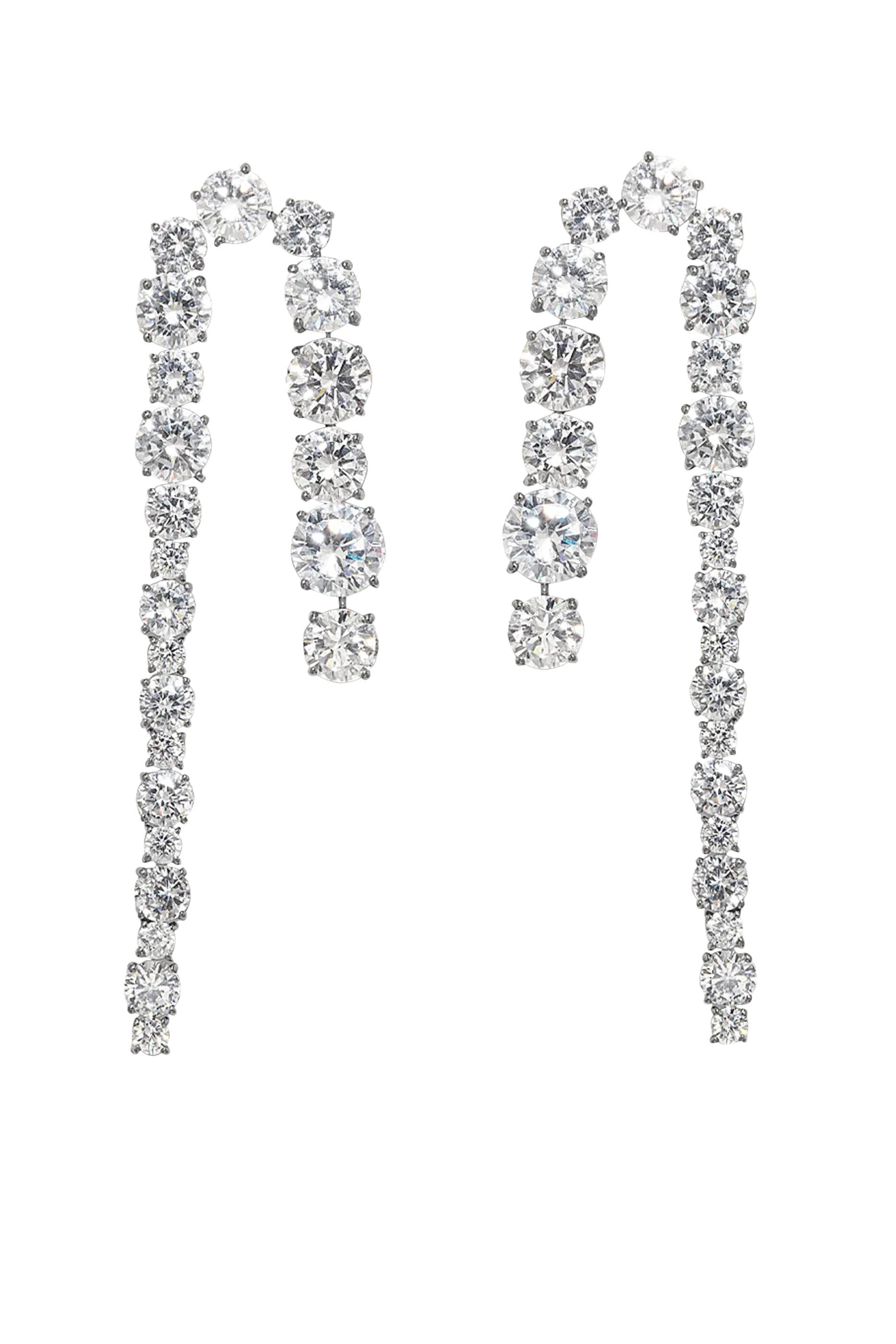 Sleuth Earrings,  Recycled Sterling Silver Plated in Rhodium & Cubic Zirconia