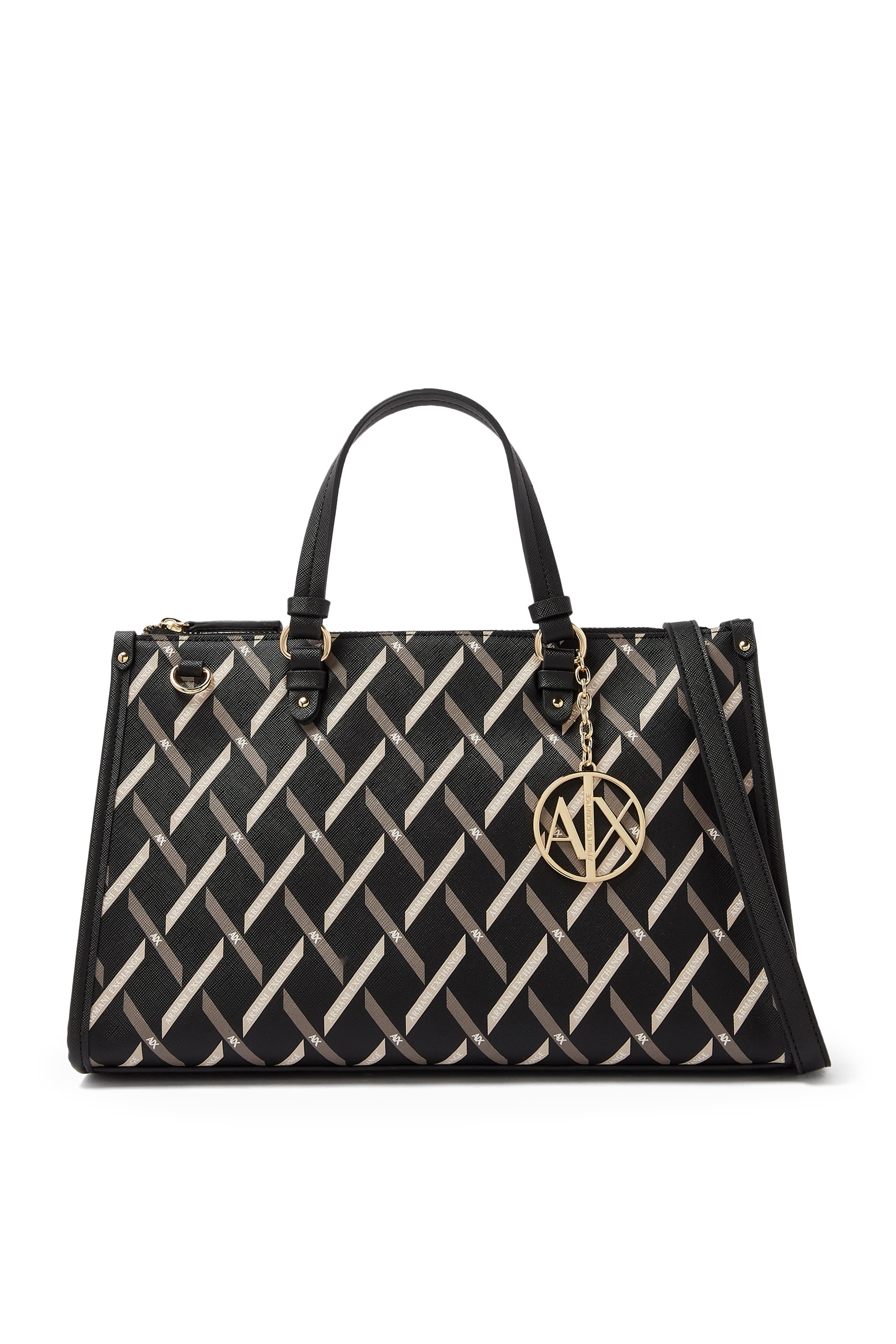 Gynger Patterned Lines Short Handle Tote Bag