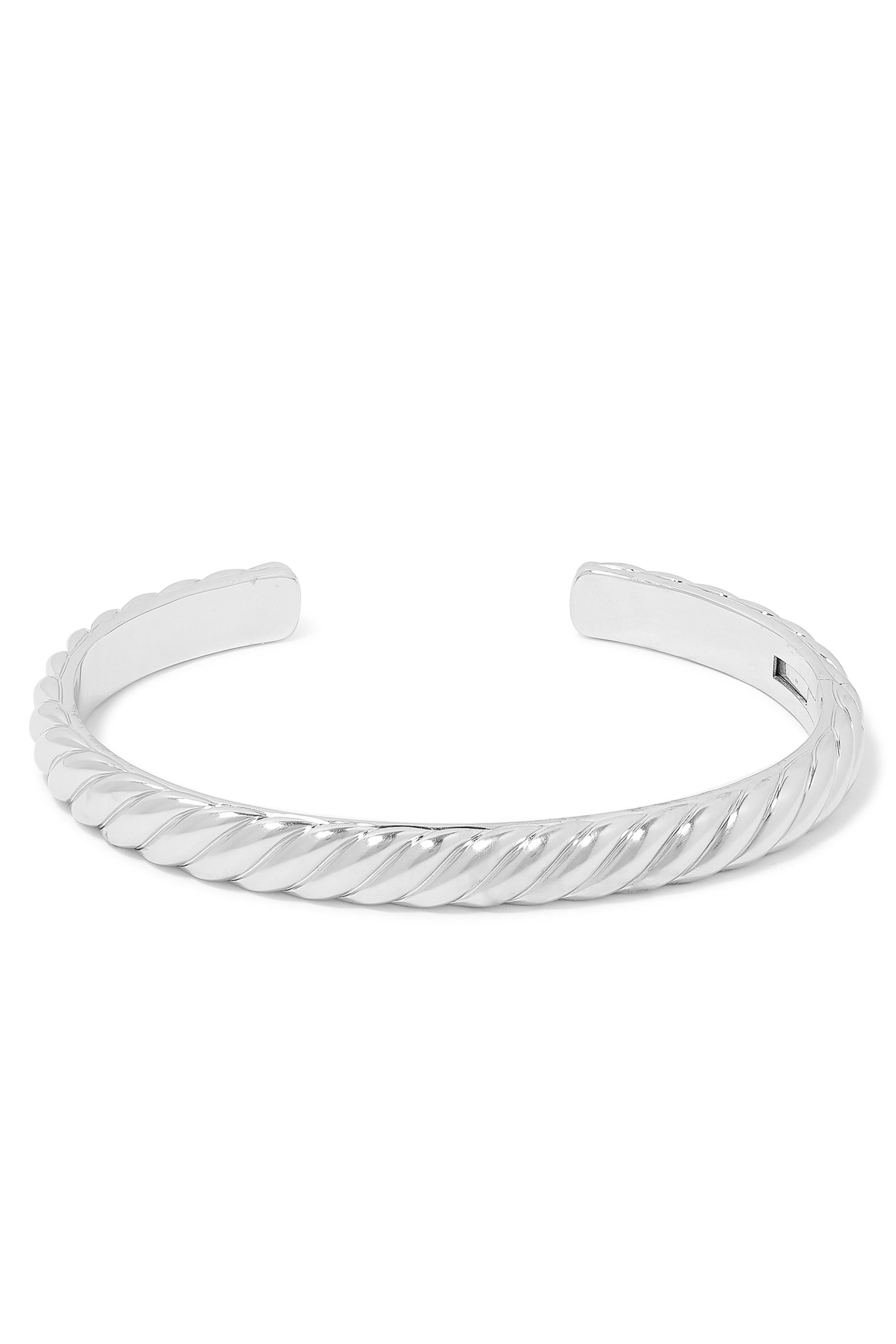 Sculpted Cable Cuff Bracelet, 18k White Gold