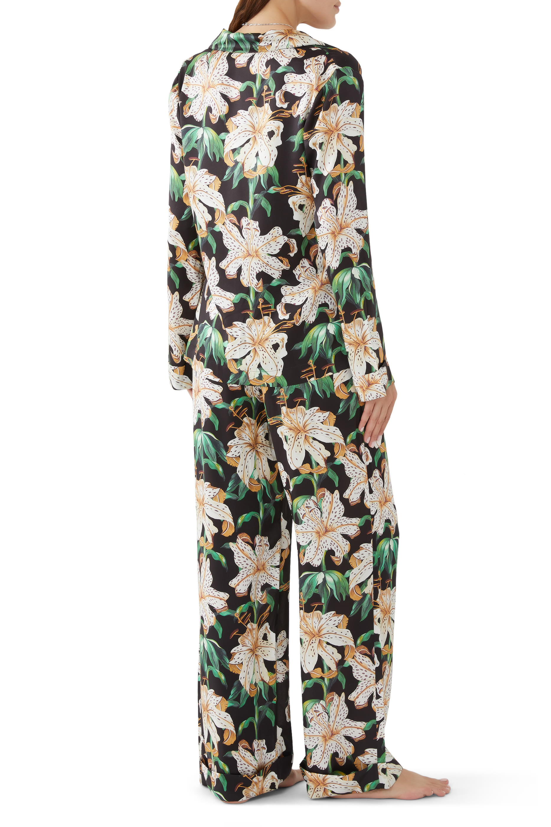 Silk Long Pyjama Set in Lilium