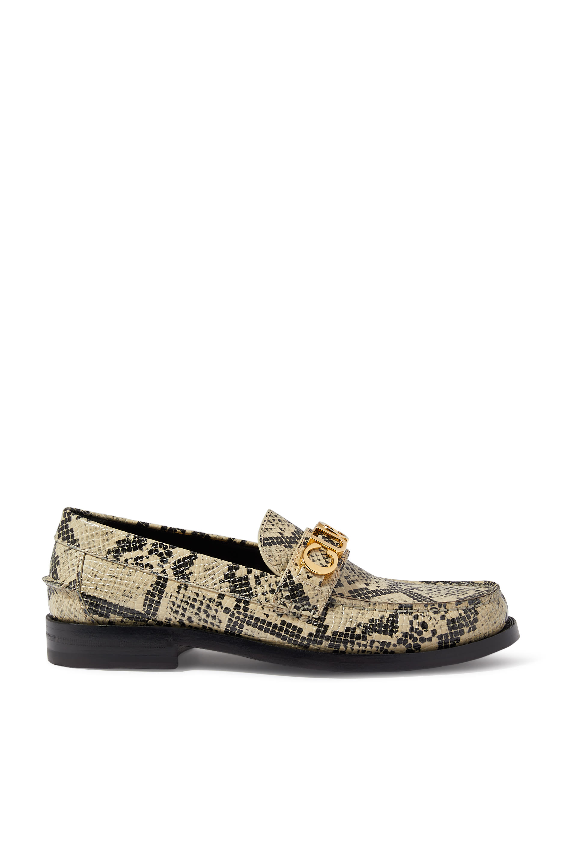 Python Logo Leather Loafers
