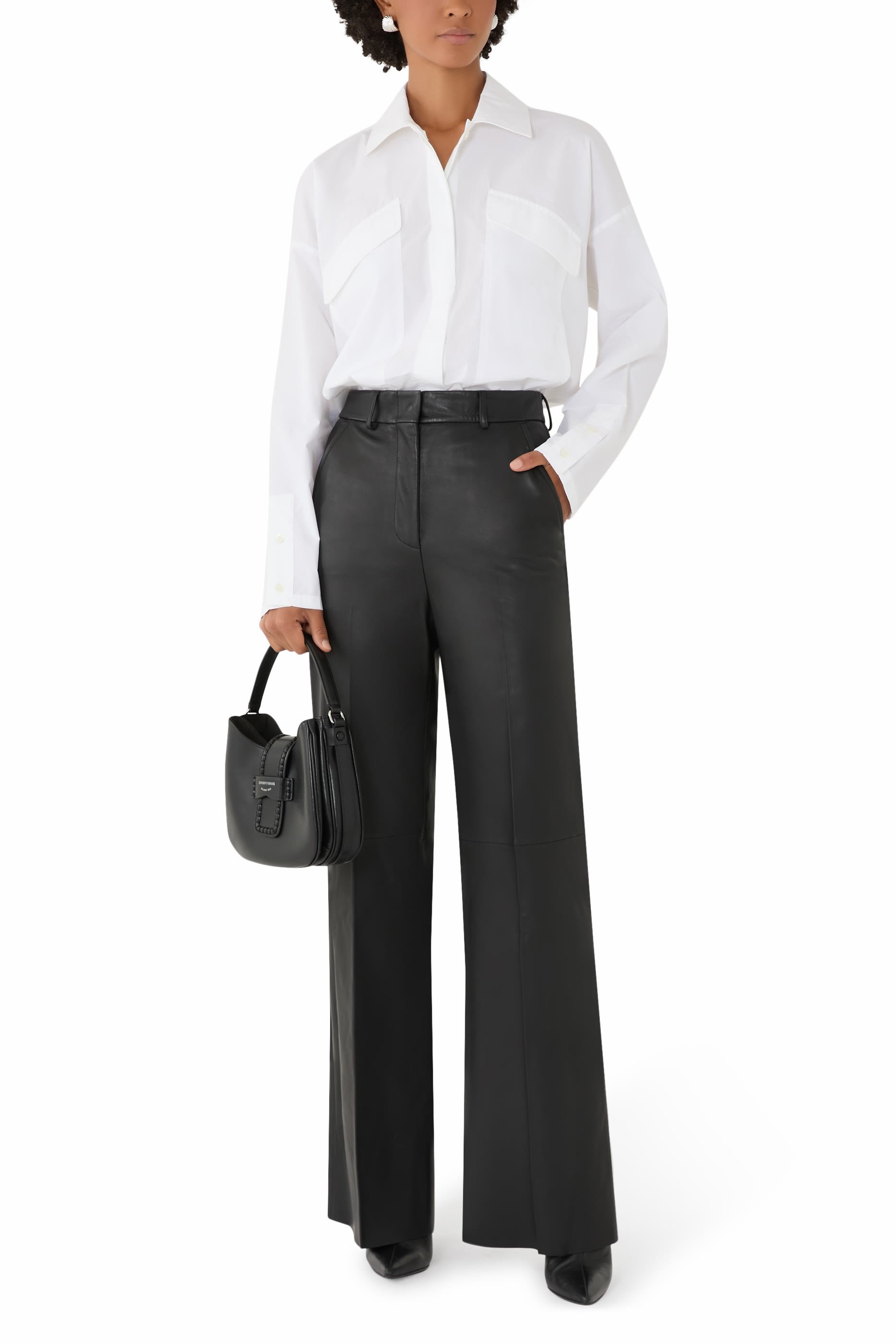 Glove-Quality Lambskin Nappa Leather Palazzo Trousers