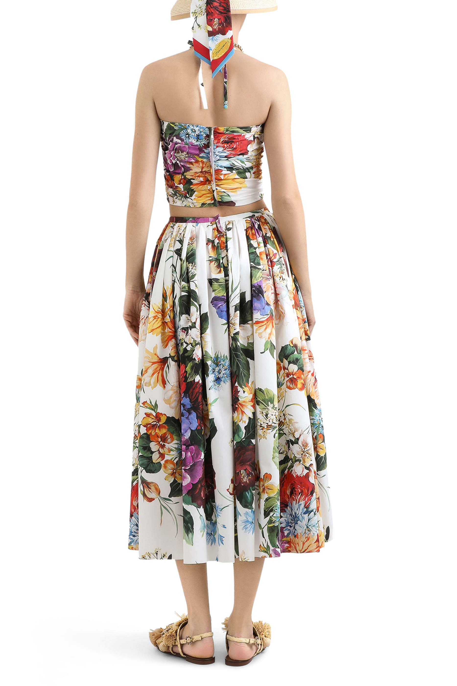 Flower Bouquet-Print Poplin Top