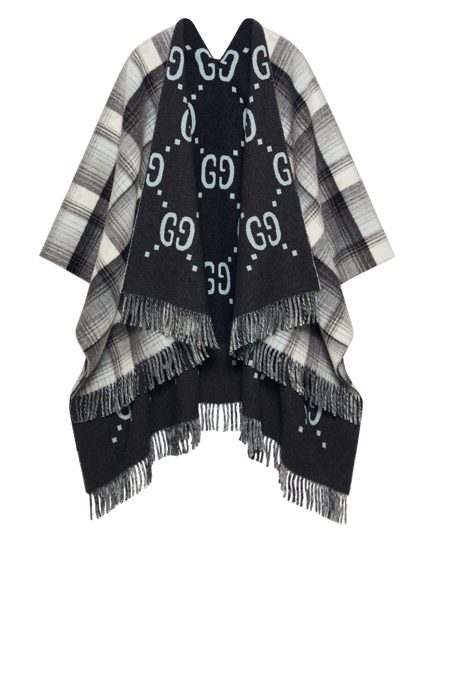 Reversible GG Wool Poncho
