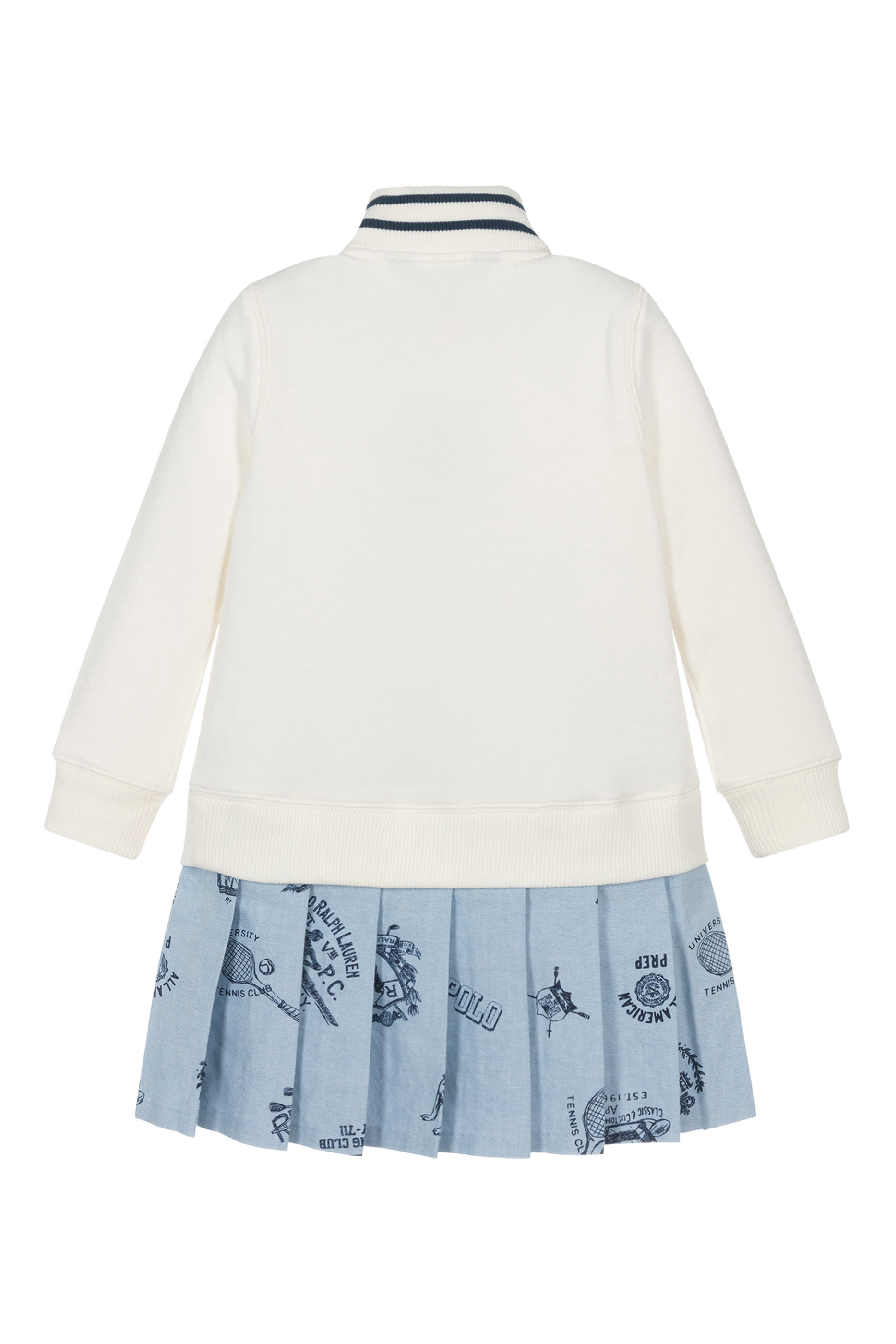 Kids Print-Skirt Terry Quarter-Zip Dress