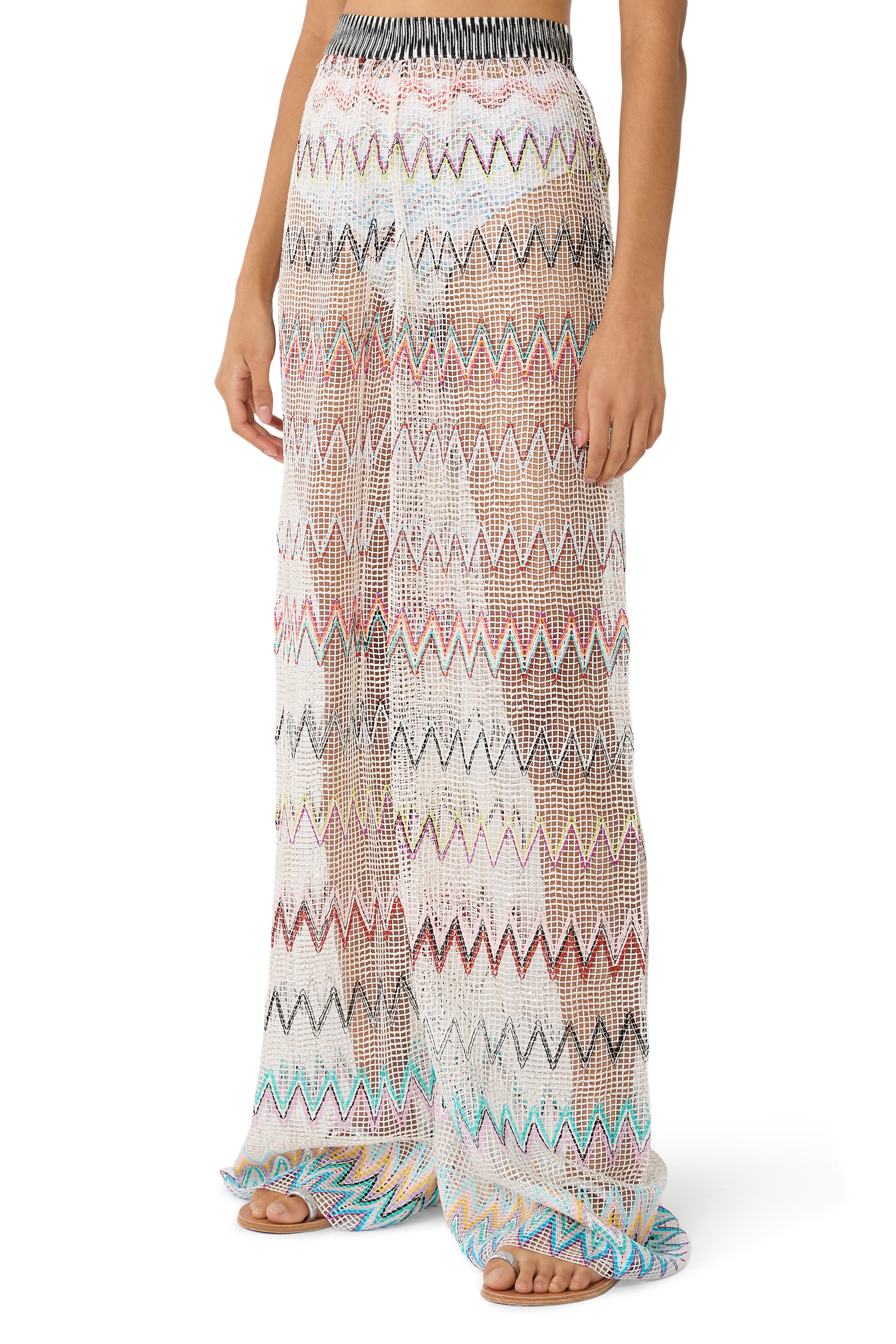 Mare Chevron Net Sequinned Wide-Leg Pants