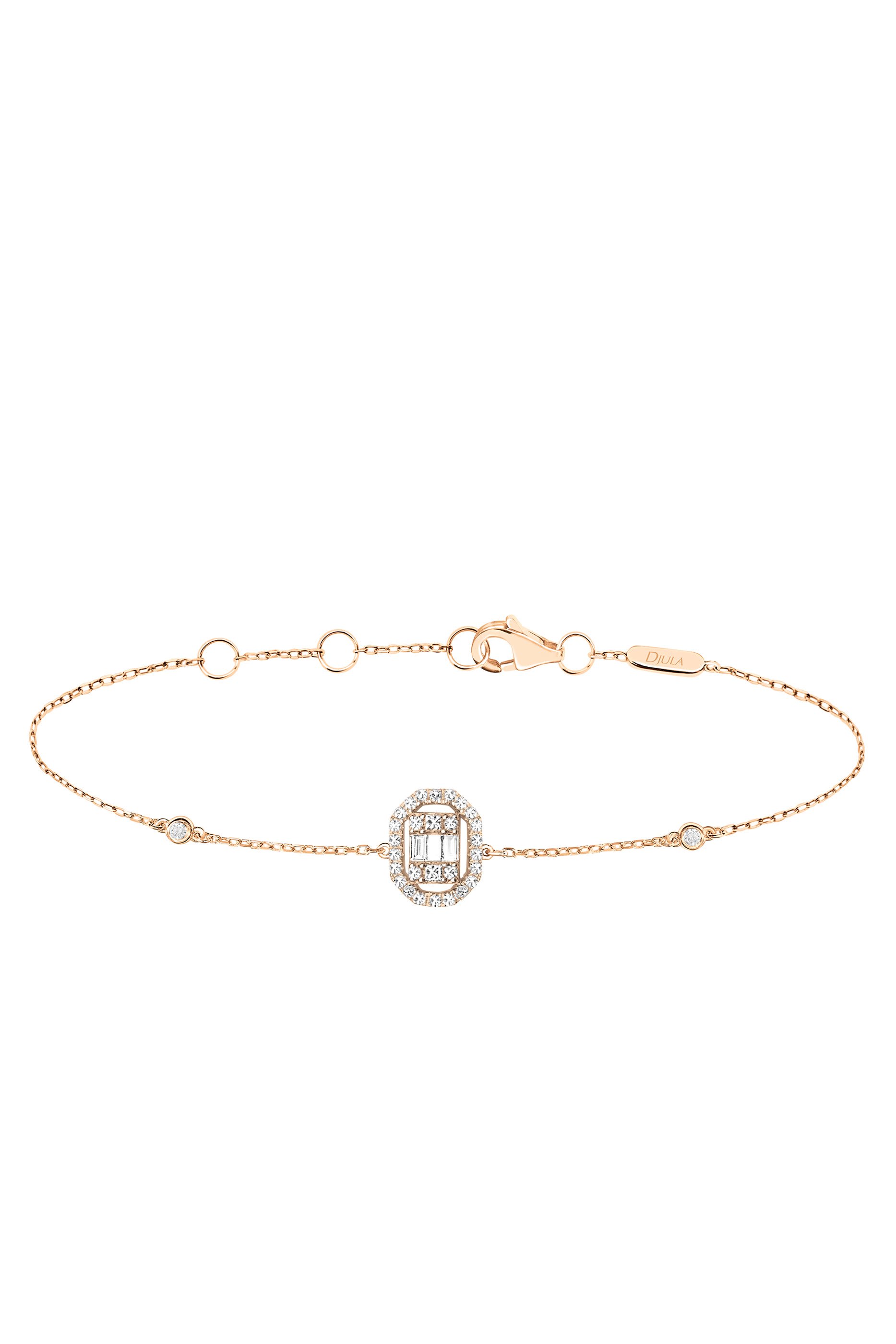 Square Union Bracelet, 18K Rose Gold & Diamonds