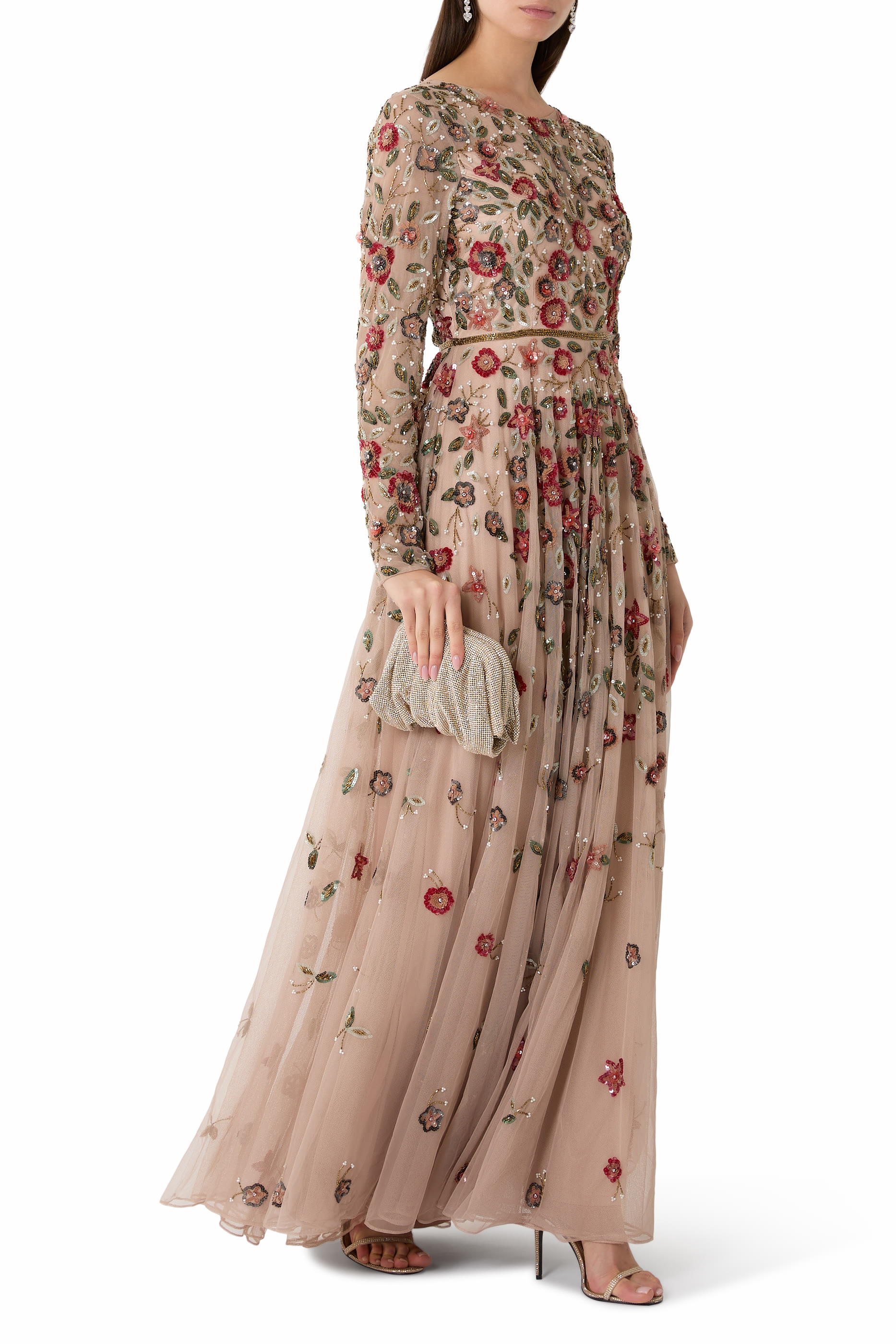 Antique Floral Embellished Gown