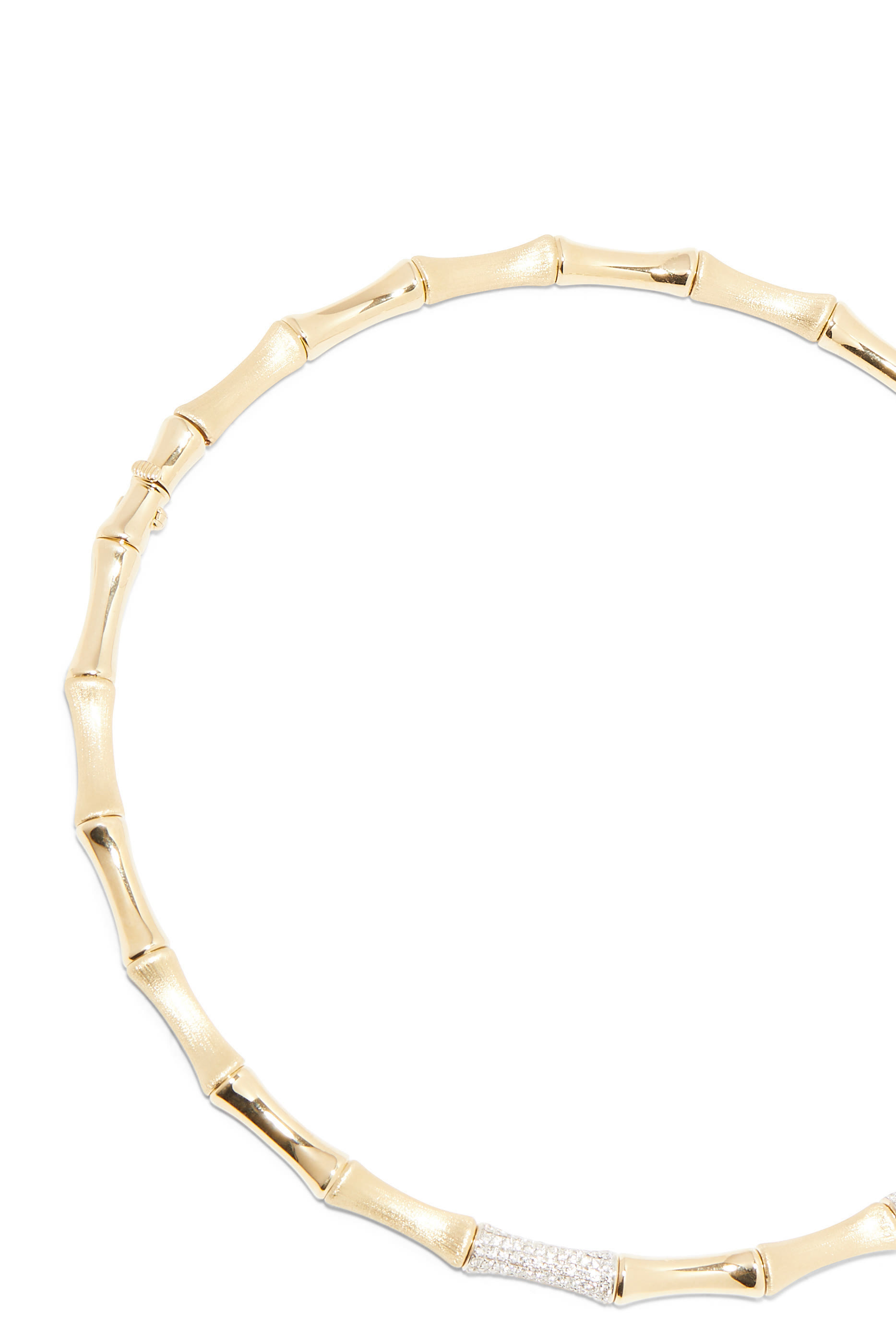 Bamboo Choker, 14k Yellow Gold & Diamond