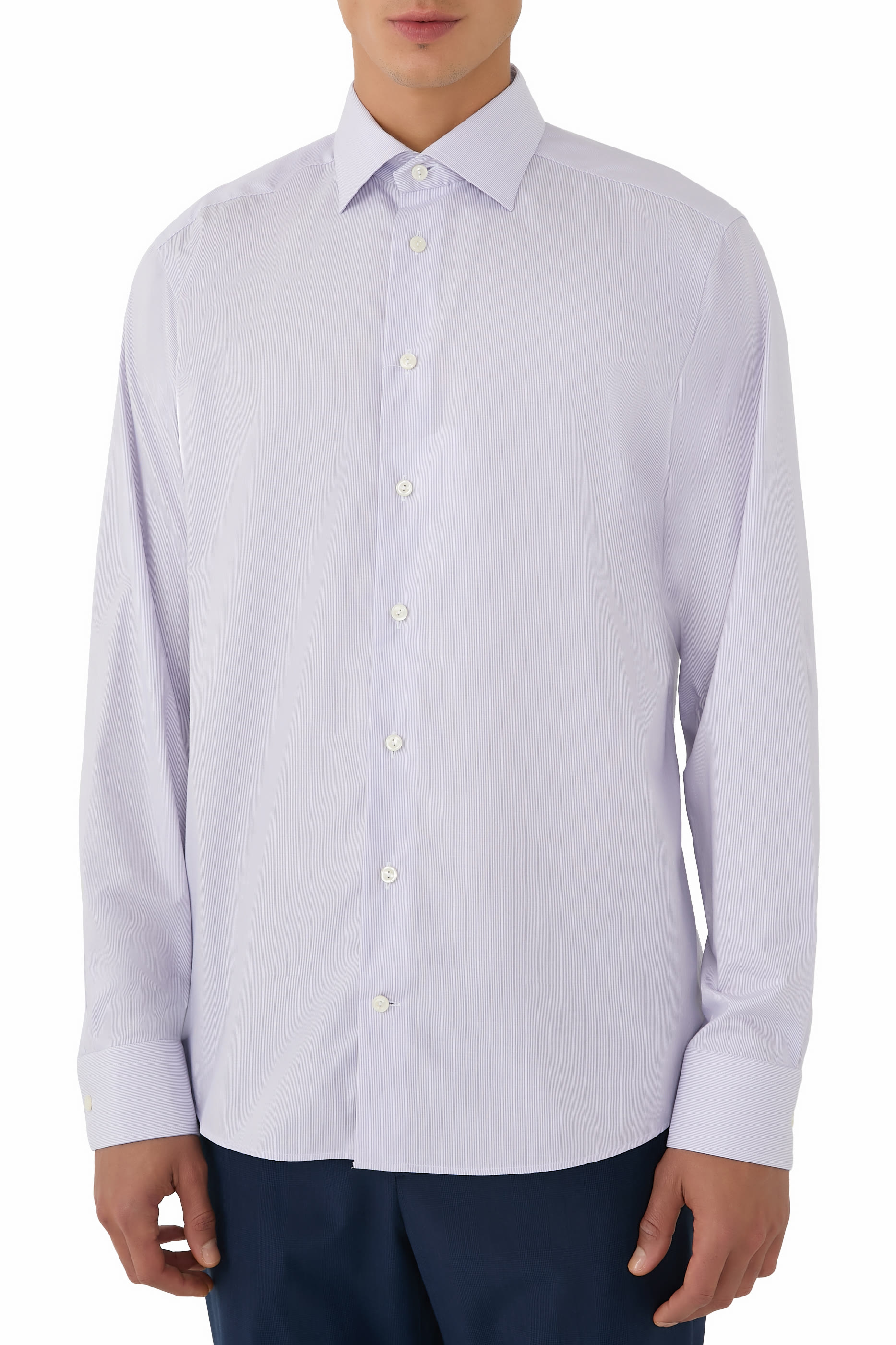 Striped Cotton & TENCEL&trade; Lyocell Shirt