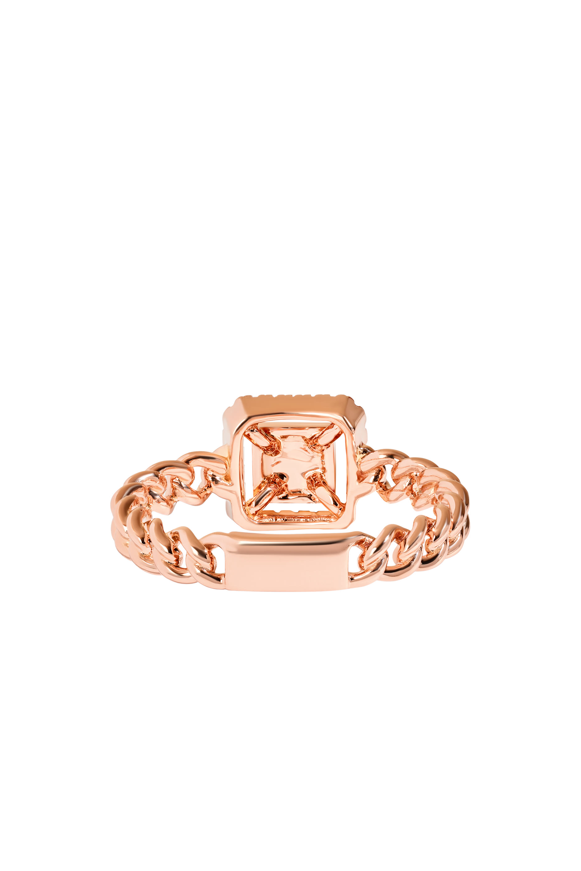 Quwa Square Single Ring, 18k Rose Gold & Diamonds