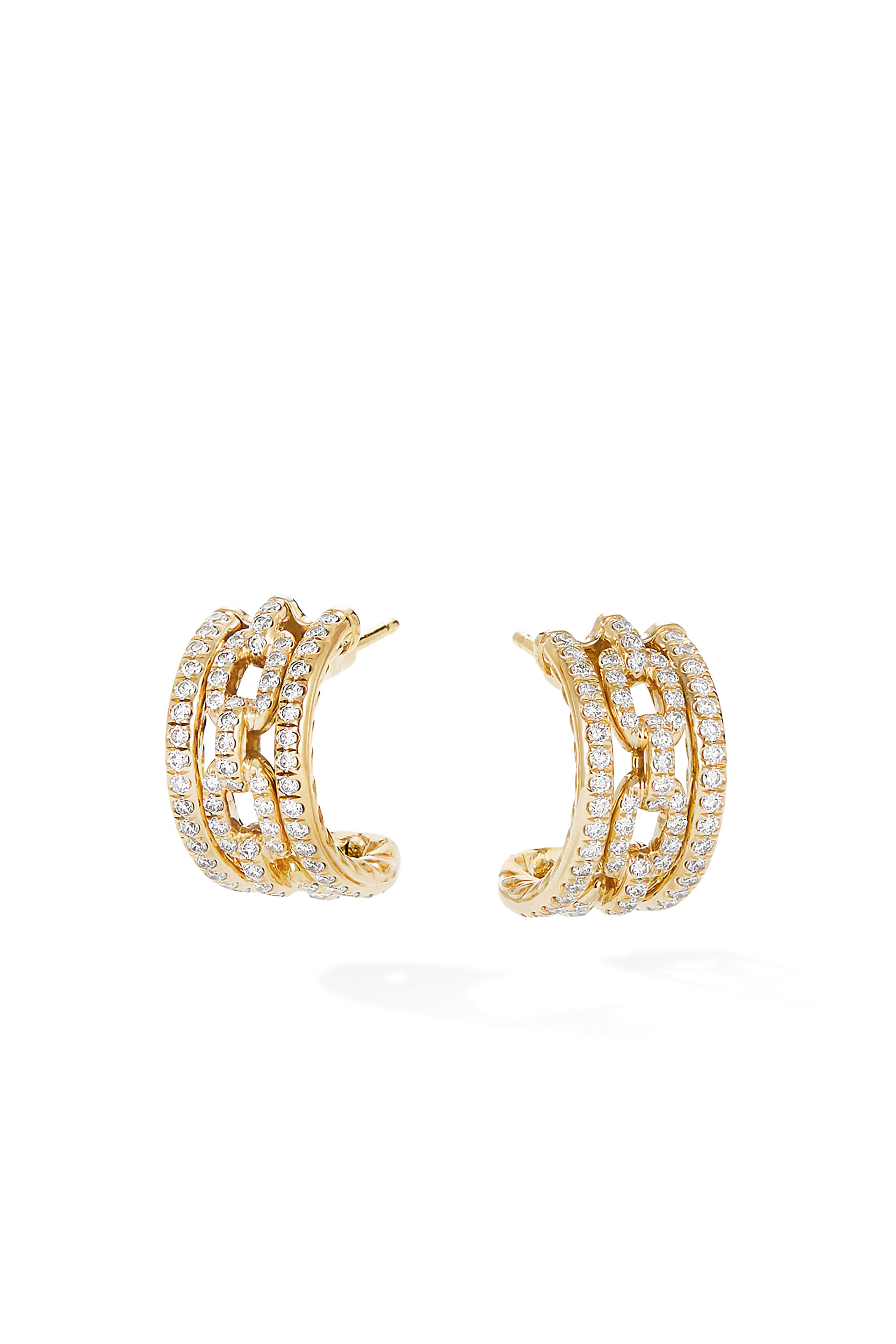 Stax Chain Link and Pav&eacute; Huggie Hoops