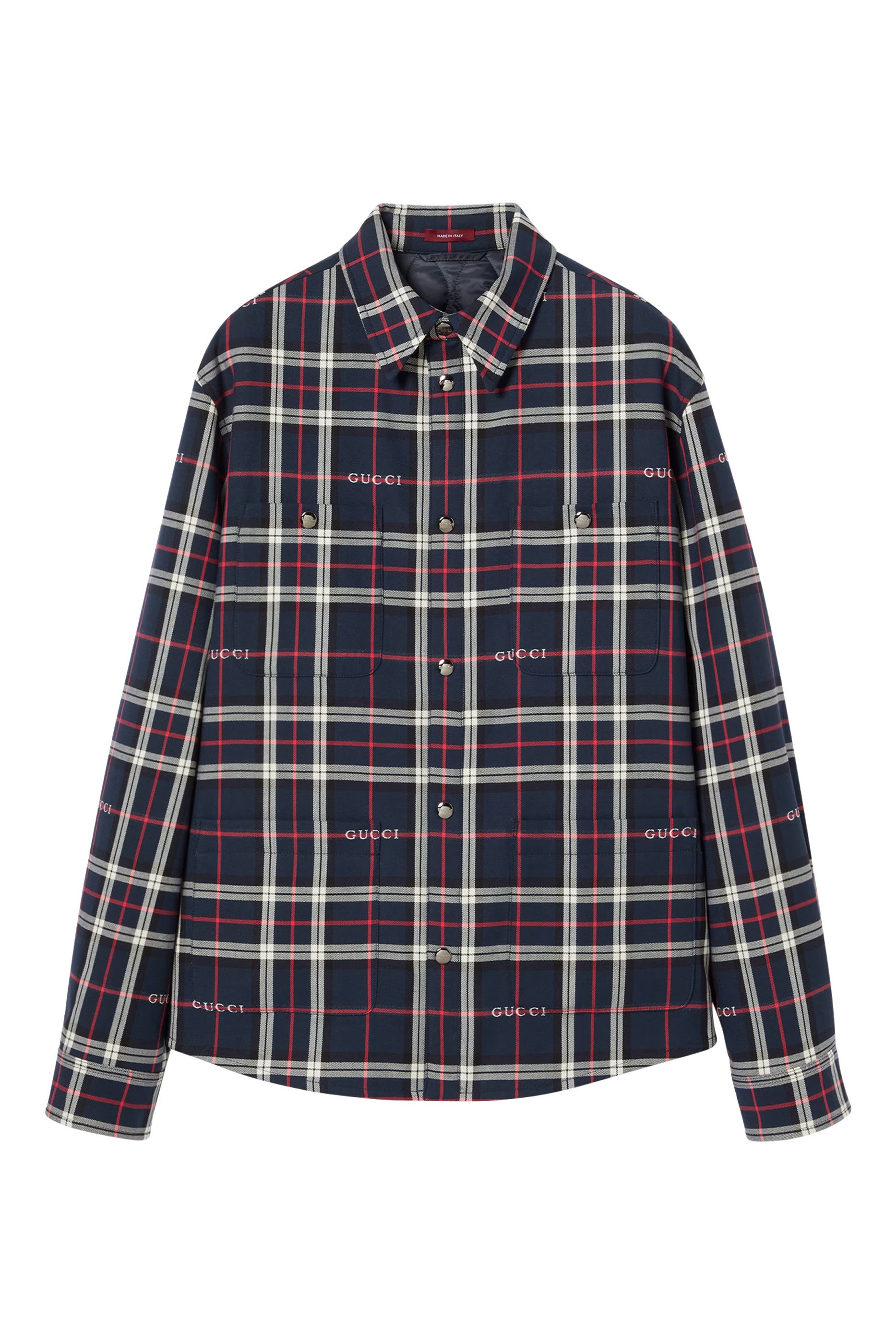 Tartan Cotton Jacquard Padded Shirt