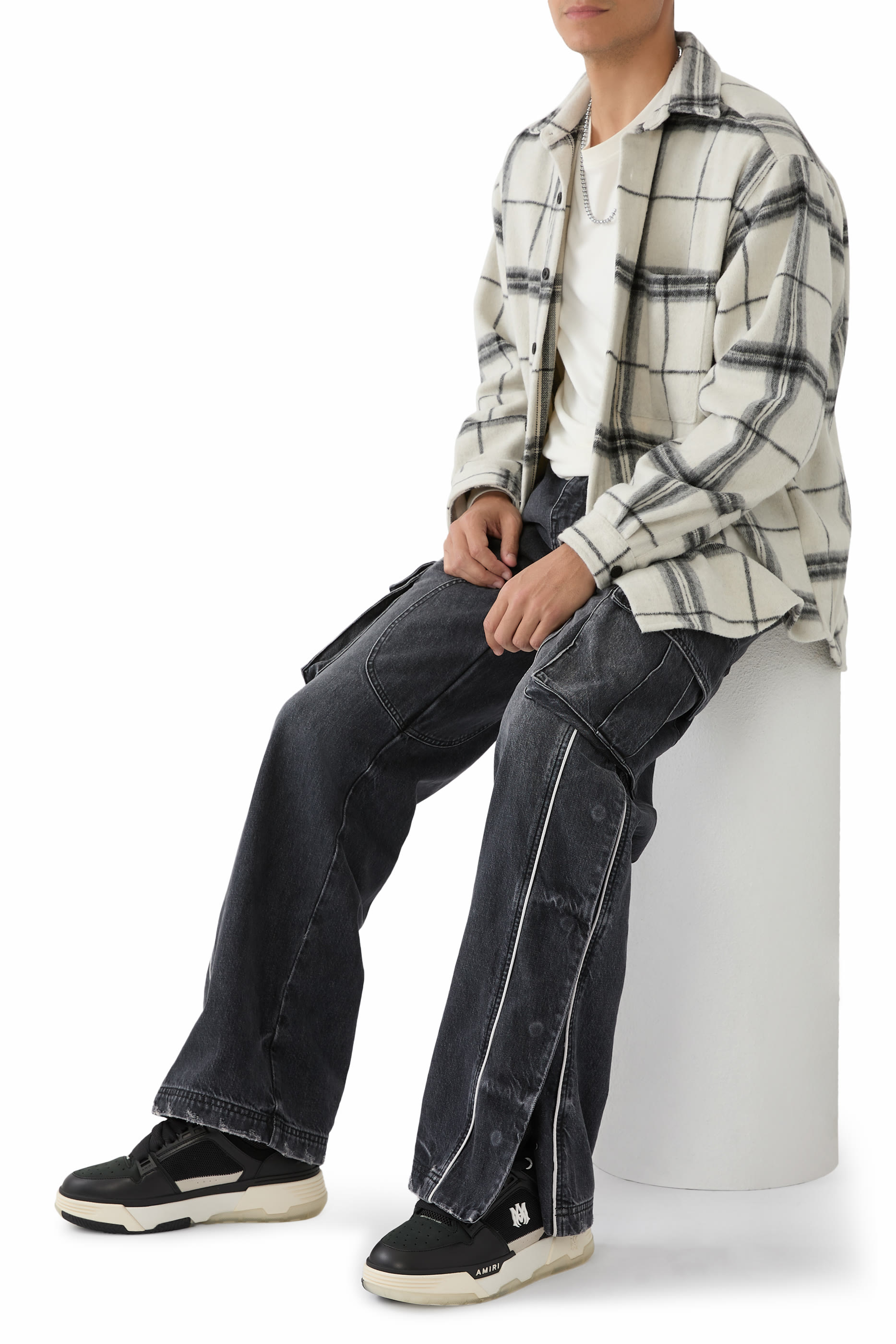 MA-1 Panelled Leather Sneakers