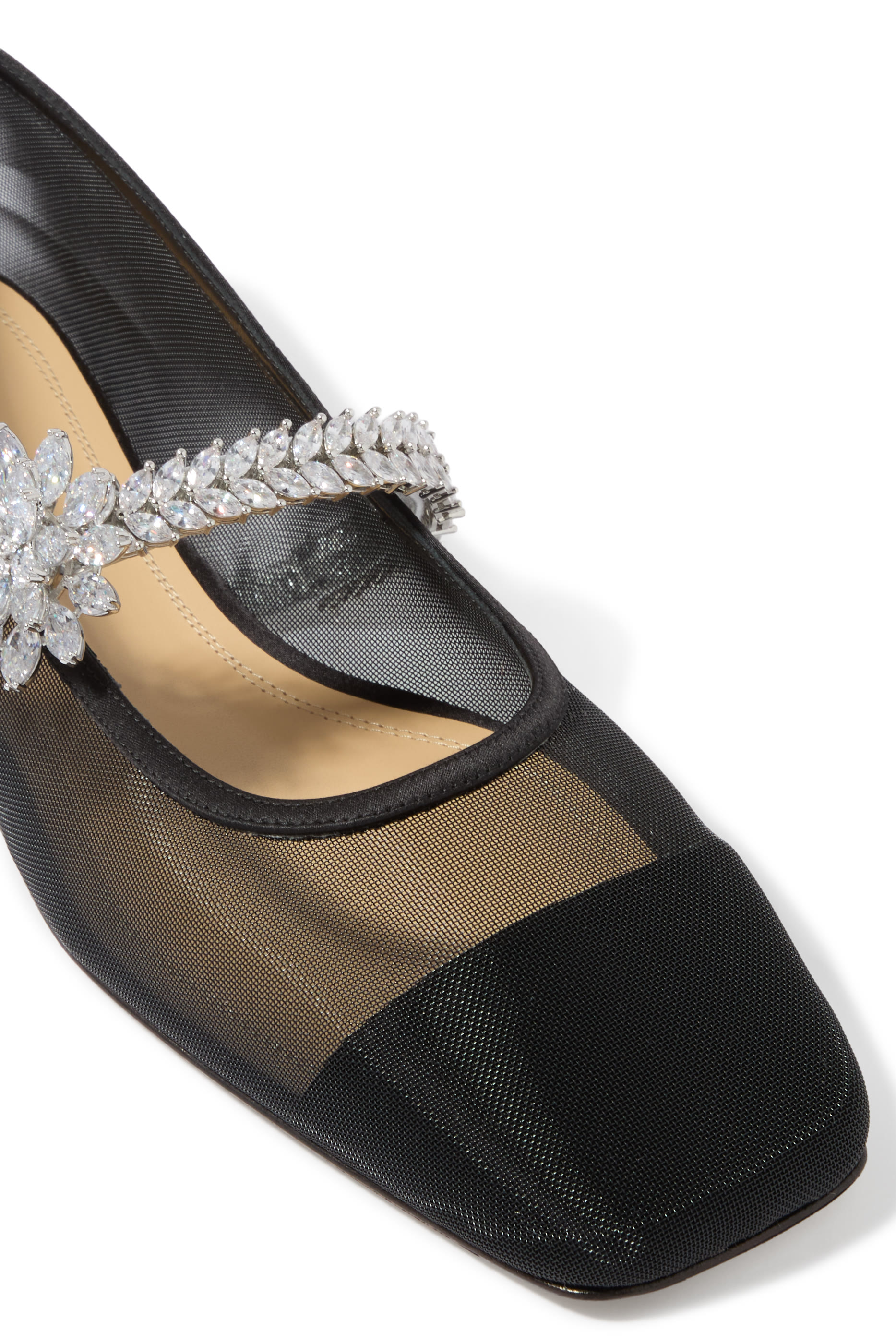  Lotus Flower Jewelled Mesh Ballerinas 
