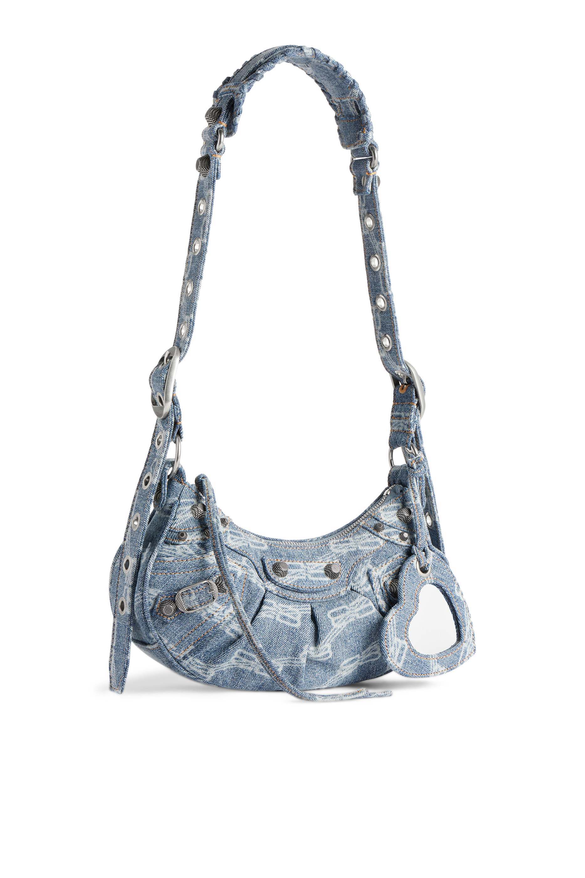 Le Cagole XS Shoulder Bag BB Monogram Bleached Denim