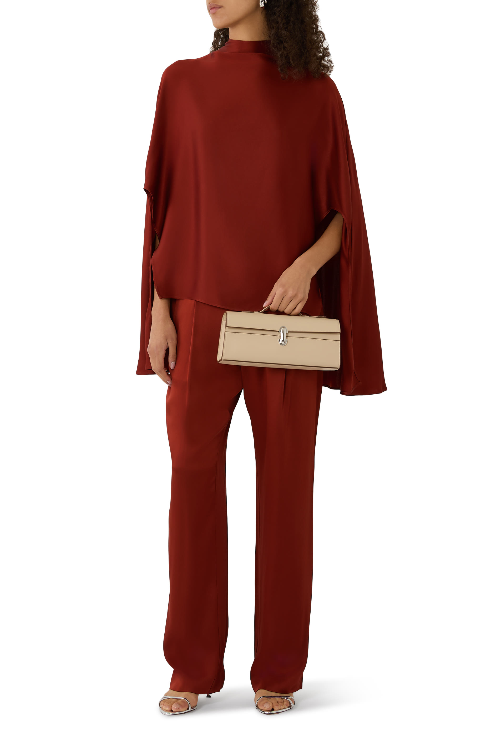 Satin Tapered Pleated Pants