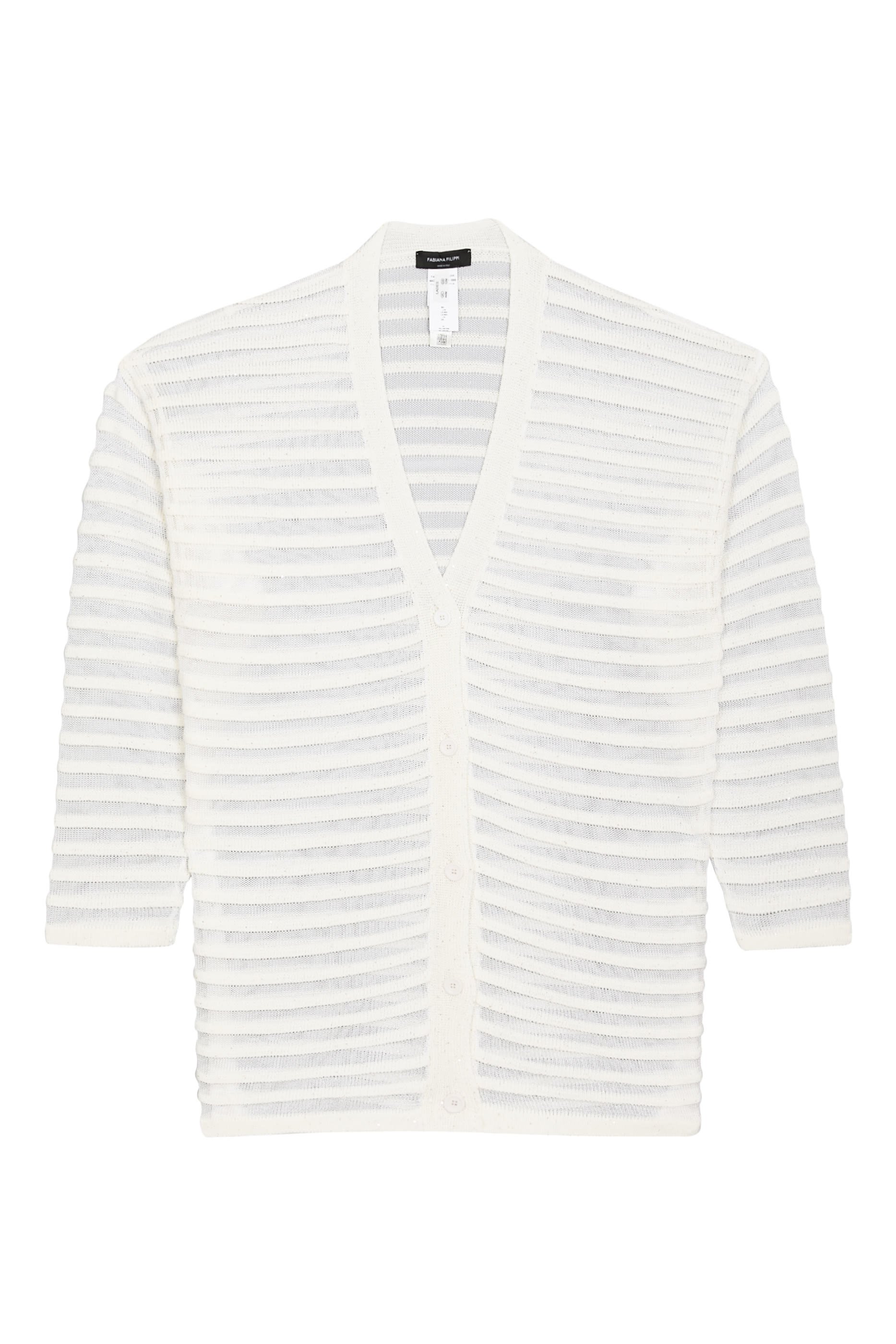 Cotton and Linen Cardigan with Sequins