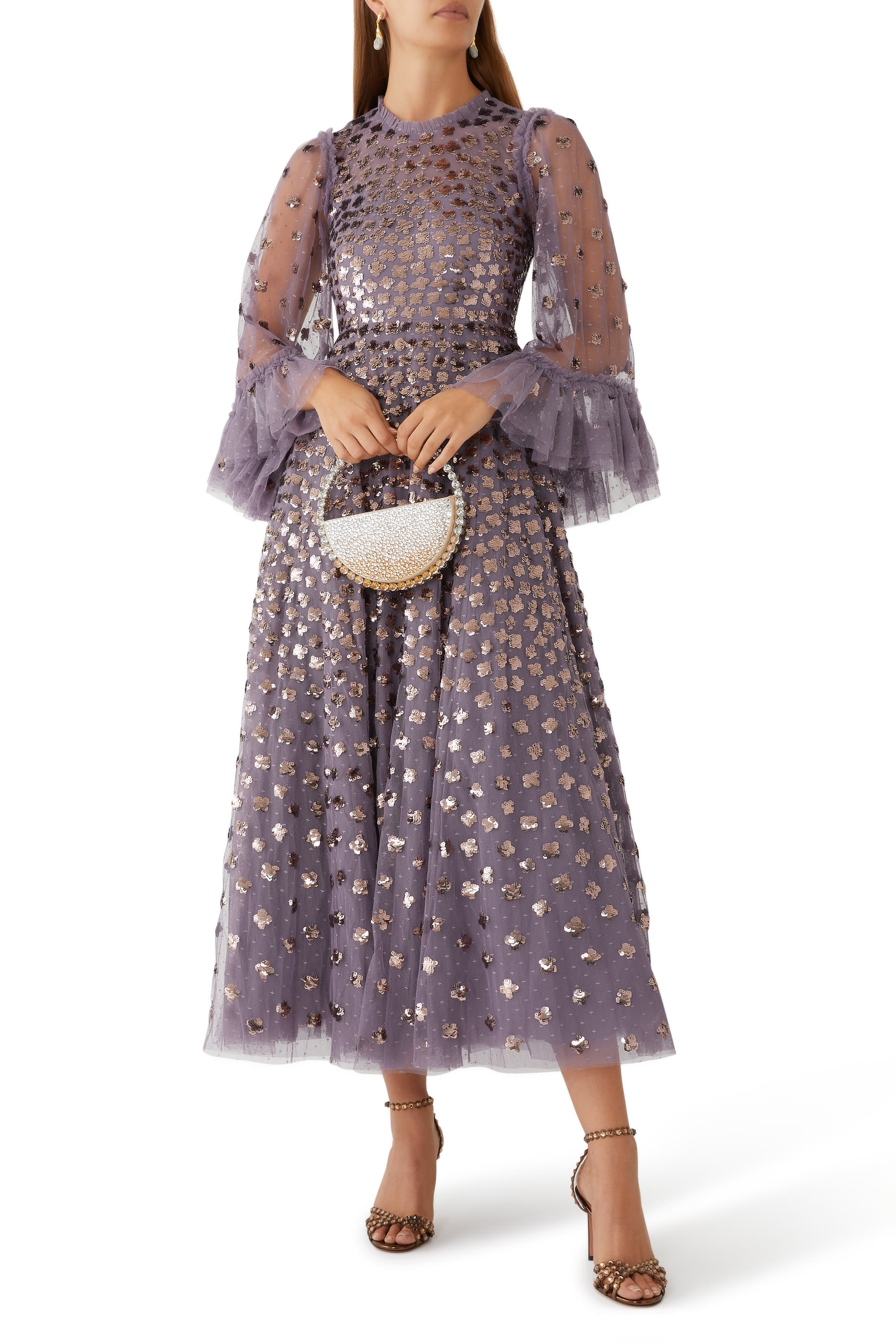 Glisten Long Sleeve Ankle Gown