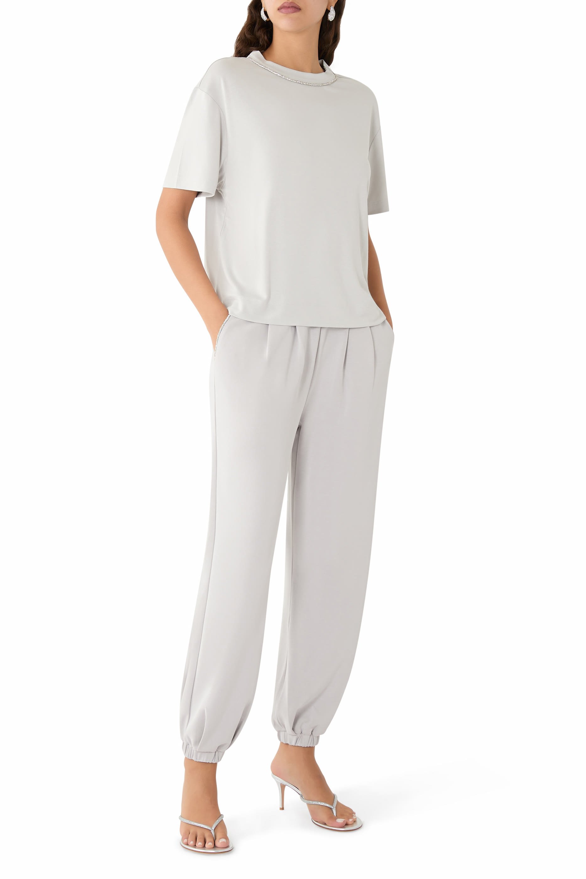 Rhinestone-trim T-shirt