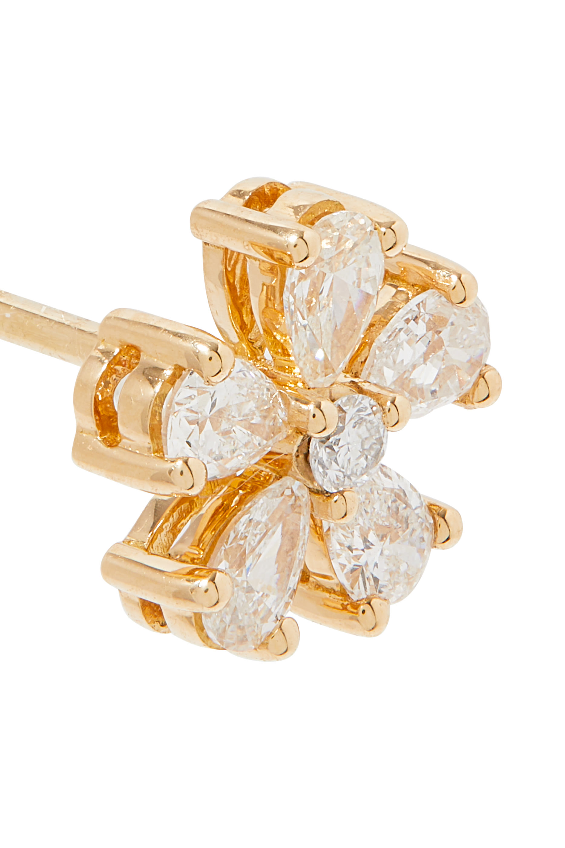 Flower Stud Earrings, 18k Yellow Gold & Diamond