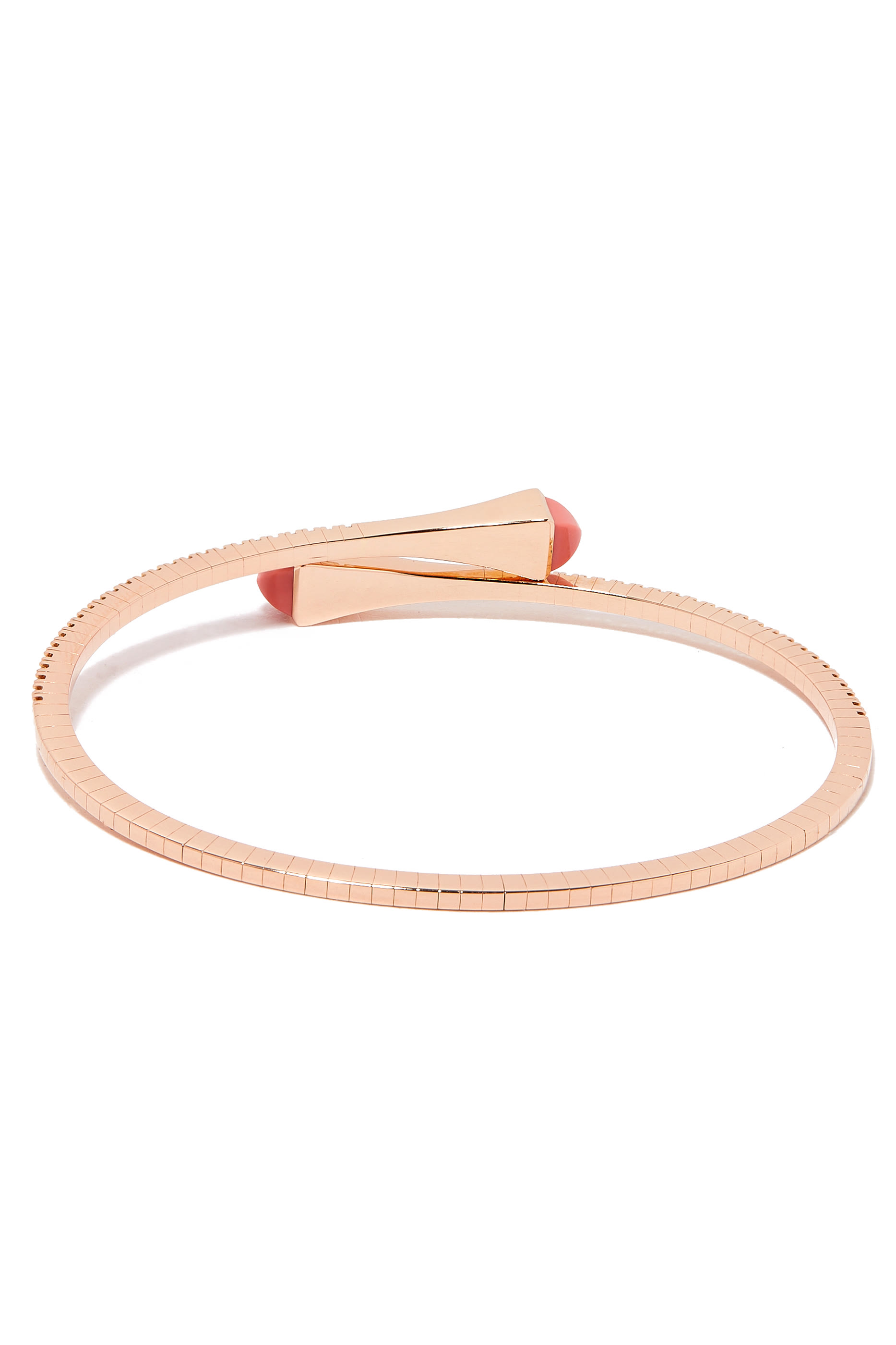 Cleo Slim Bangle, 18k Pink Gold with Pink Coral & Diamonds