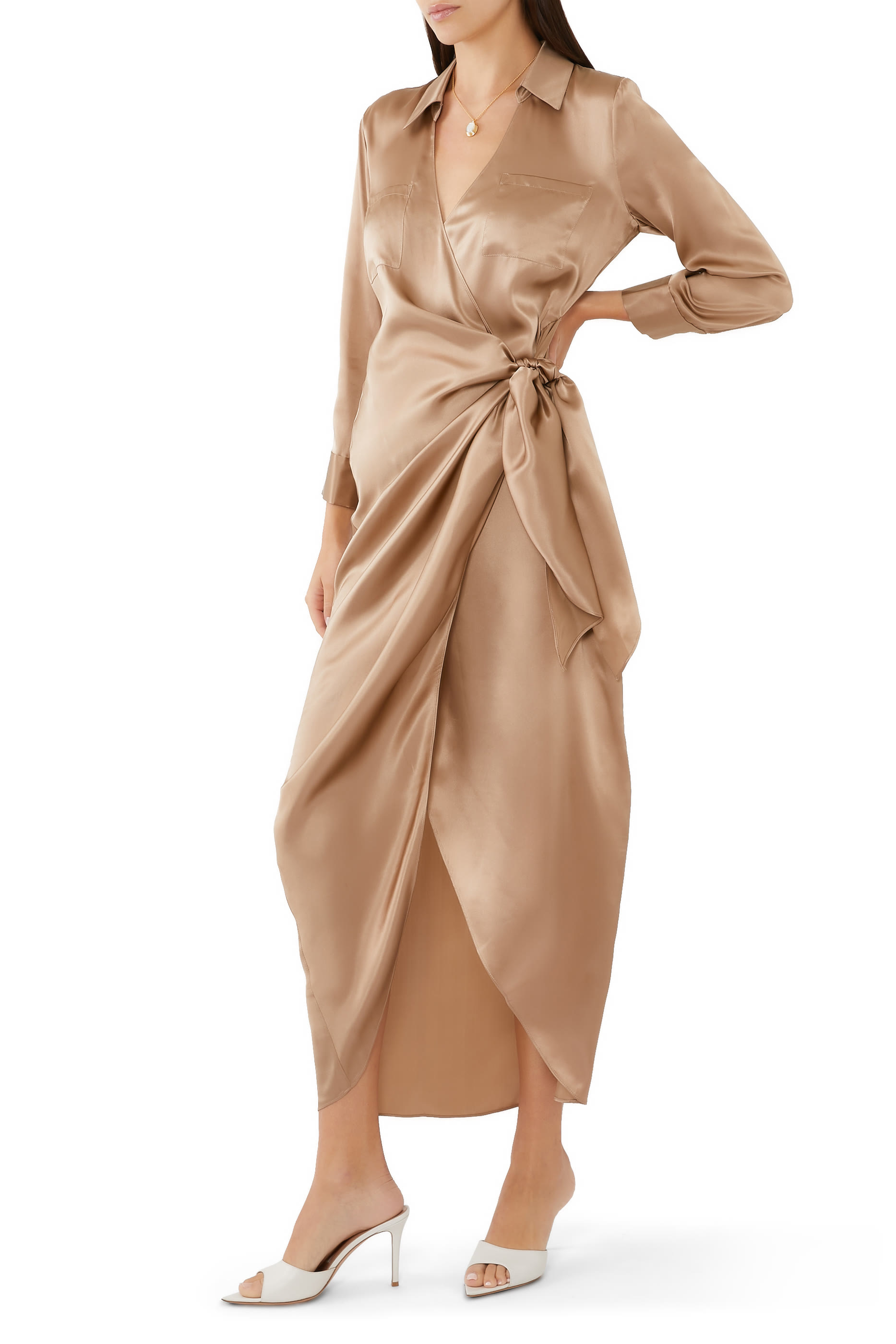 Kadi Satin Wrap Dress