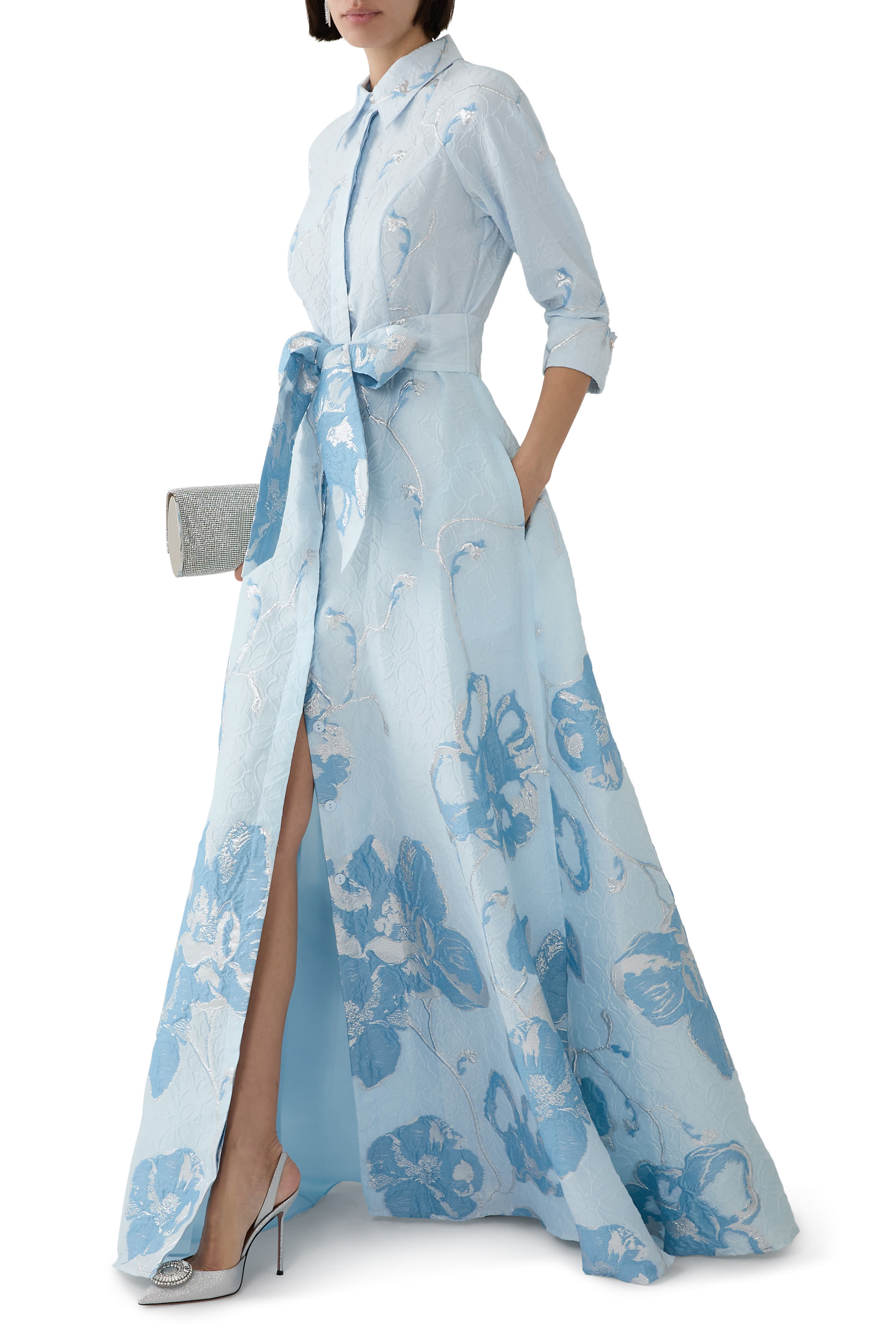 Jacquard Border Pattern Shirt Gown