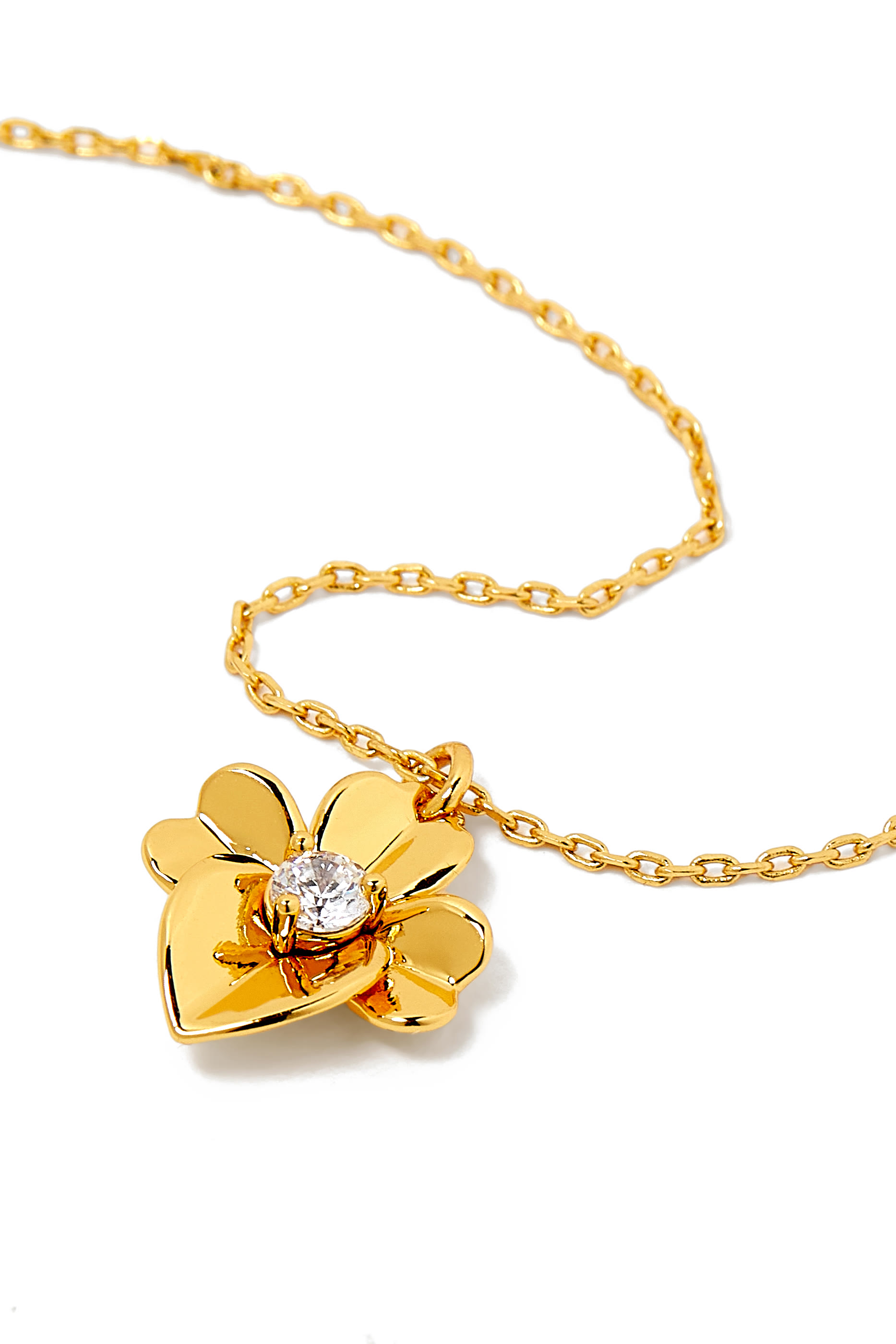 Precious Pansy Mini Pendant, Plated Metal & Cubic Zirconia