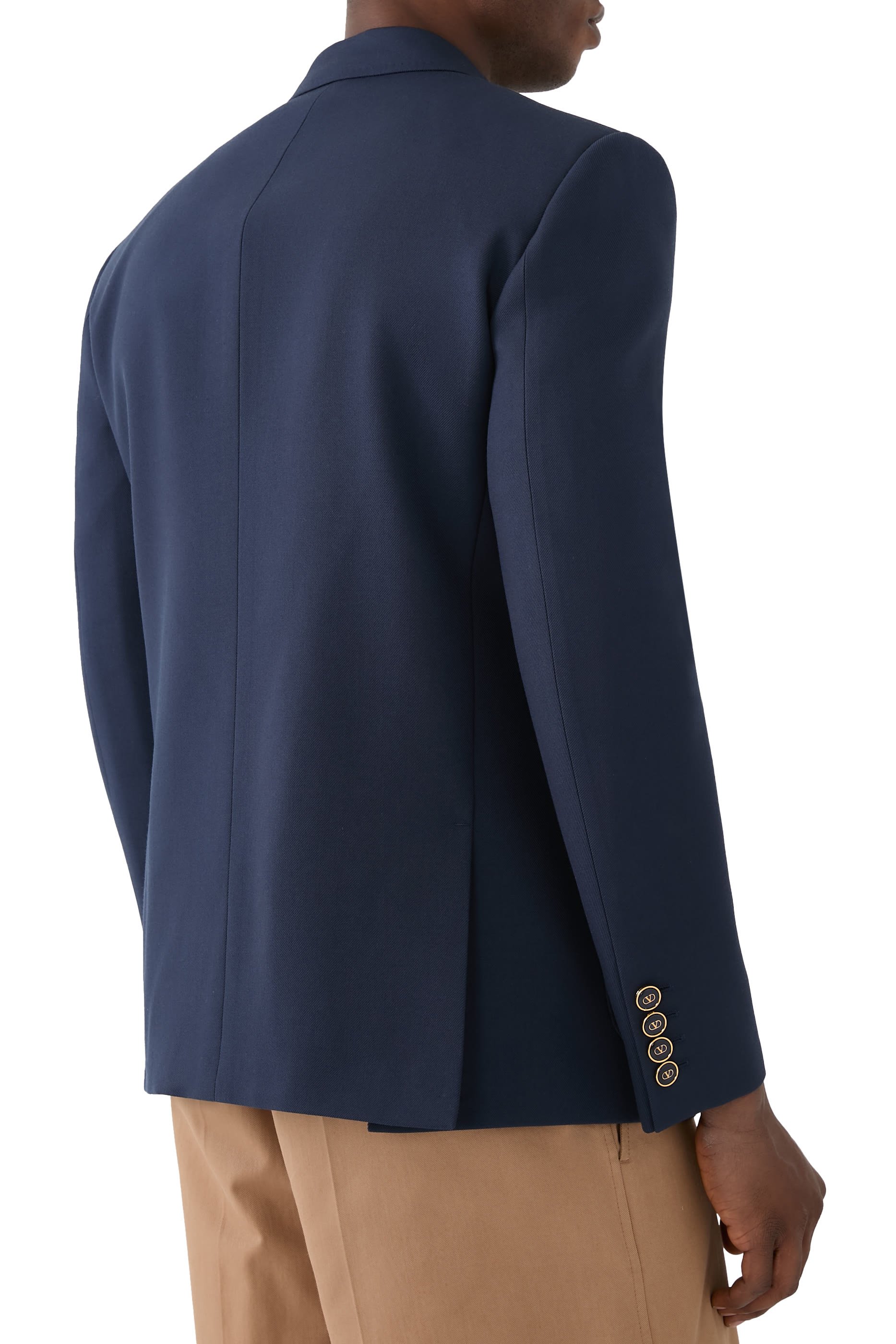 Single-Breasted Wool Gabardine Jacket