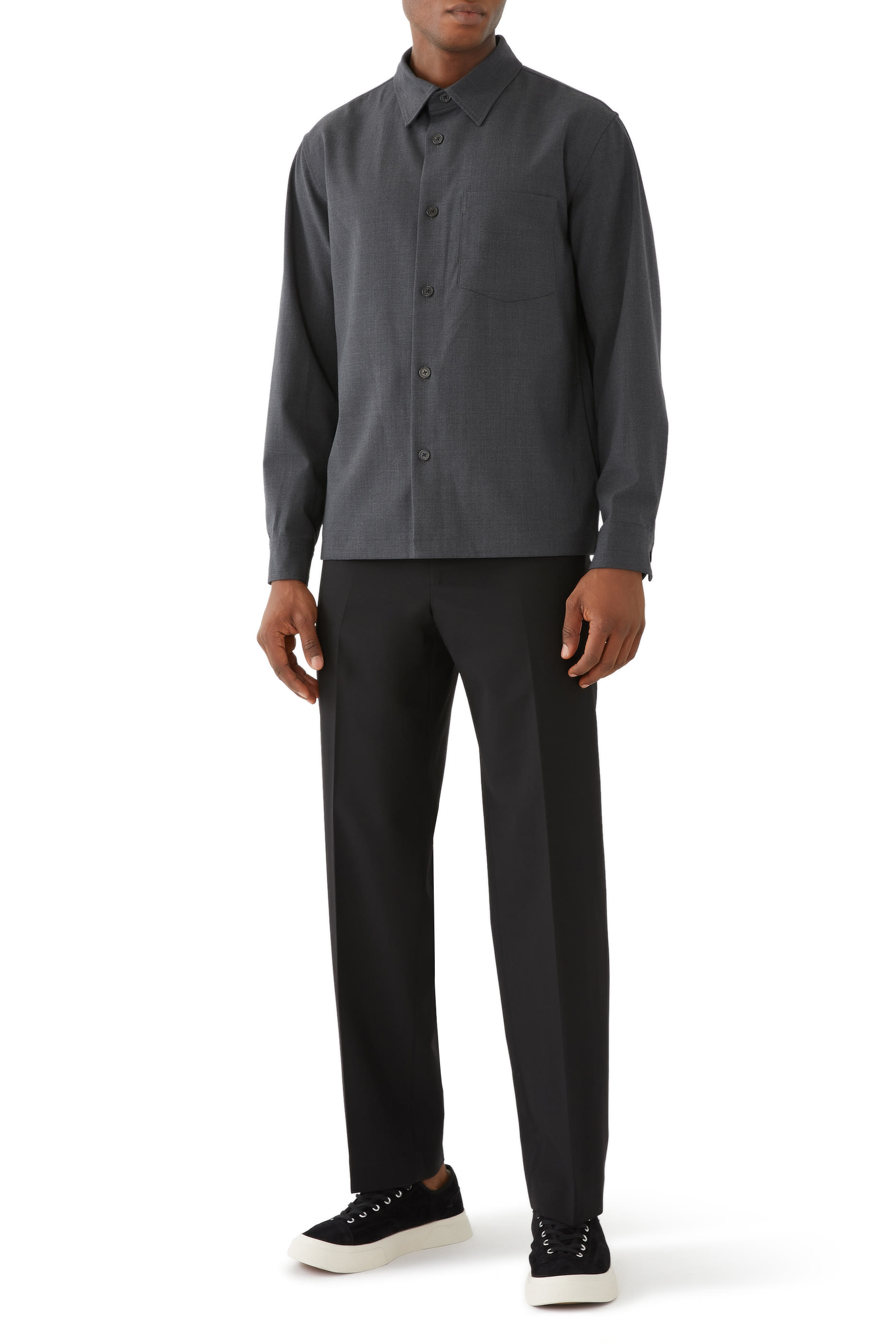 Wool-Blend Twill Overshirt