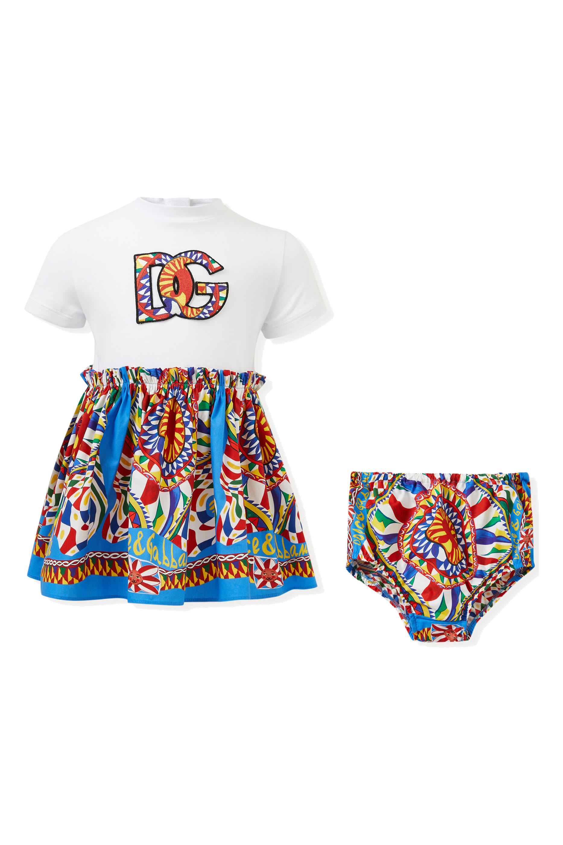 Kids Carretto Print Logo Patch Dress