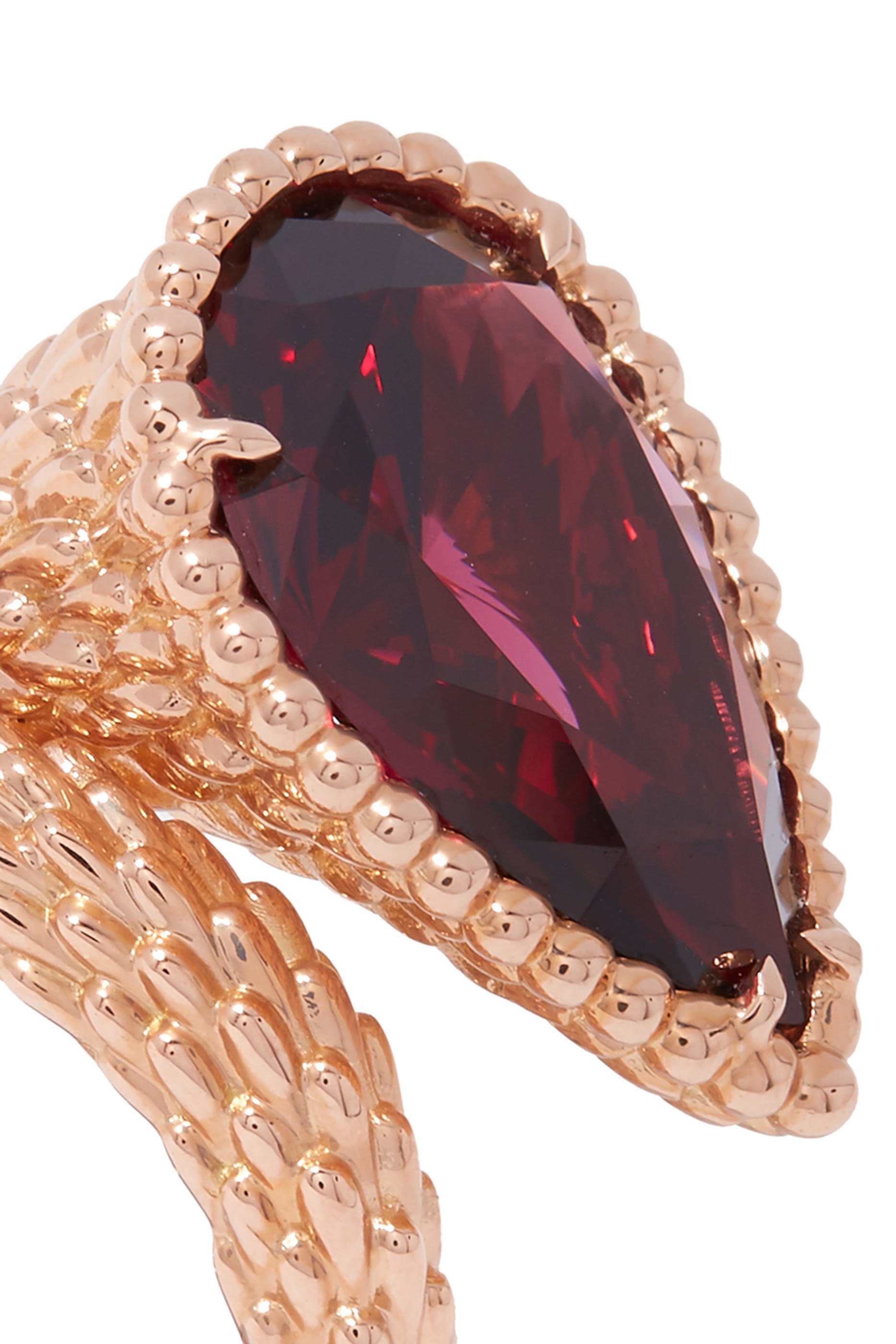 Serpent Boh&egrave;me Large Ring, 18k Yellow Gold & Rhodolite Garnet 