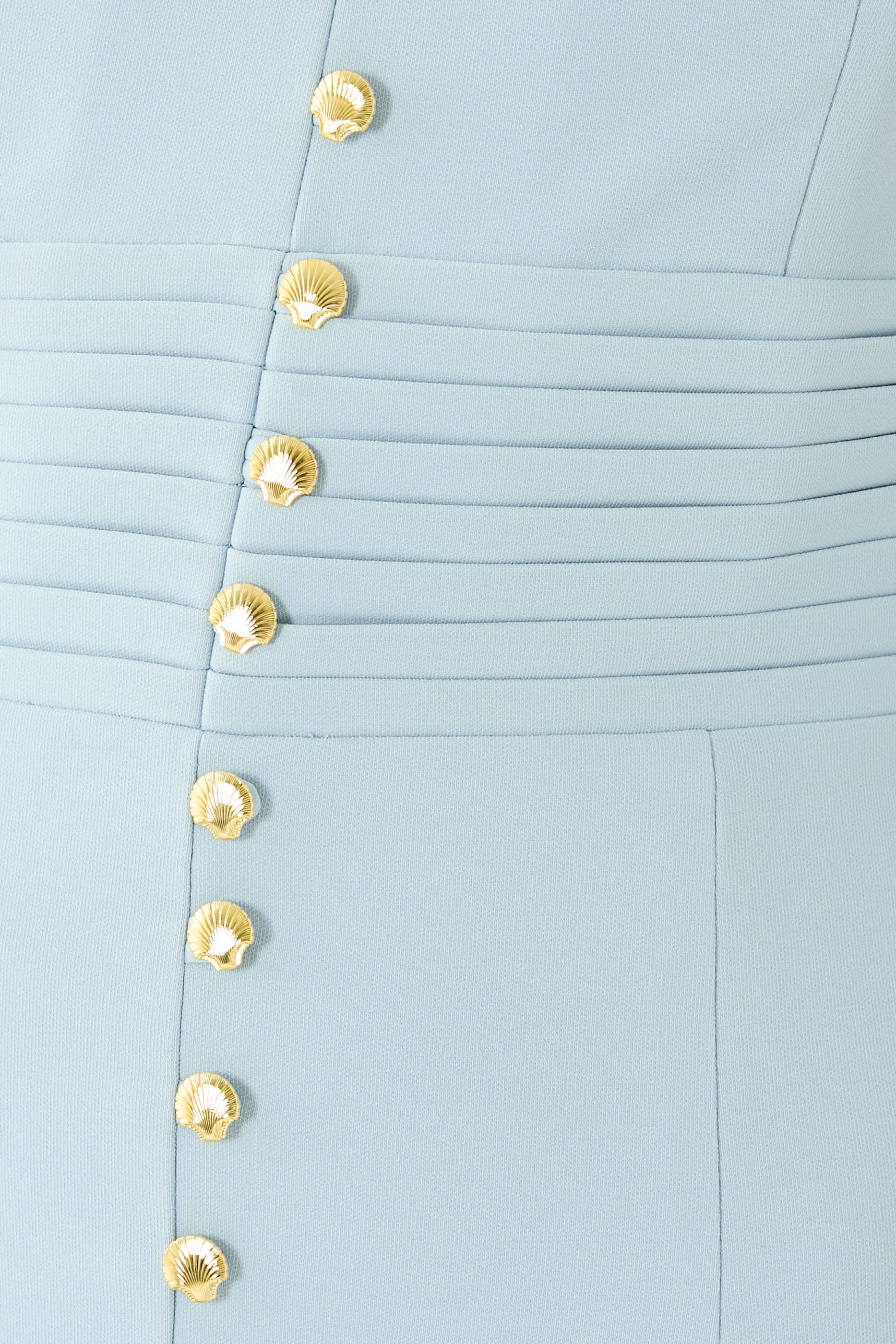 Serena Fluted Sleeves Micro Shell Button Midi Dress