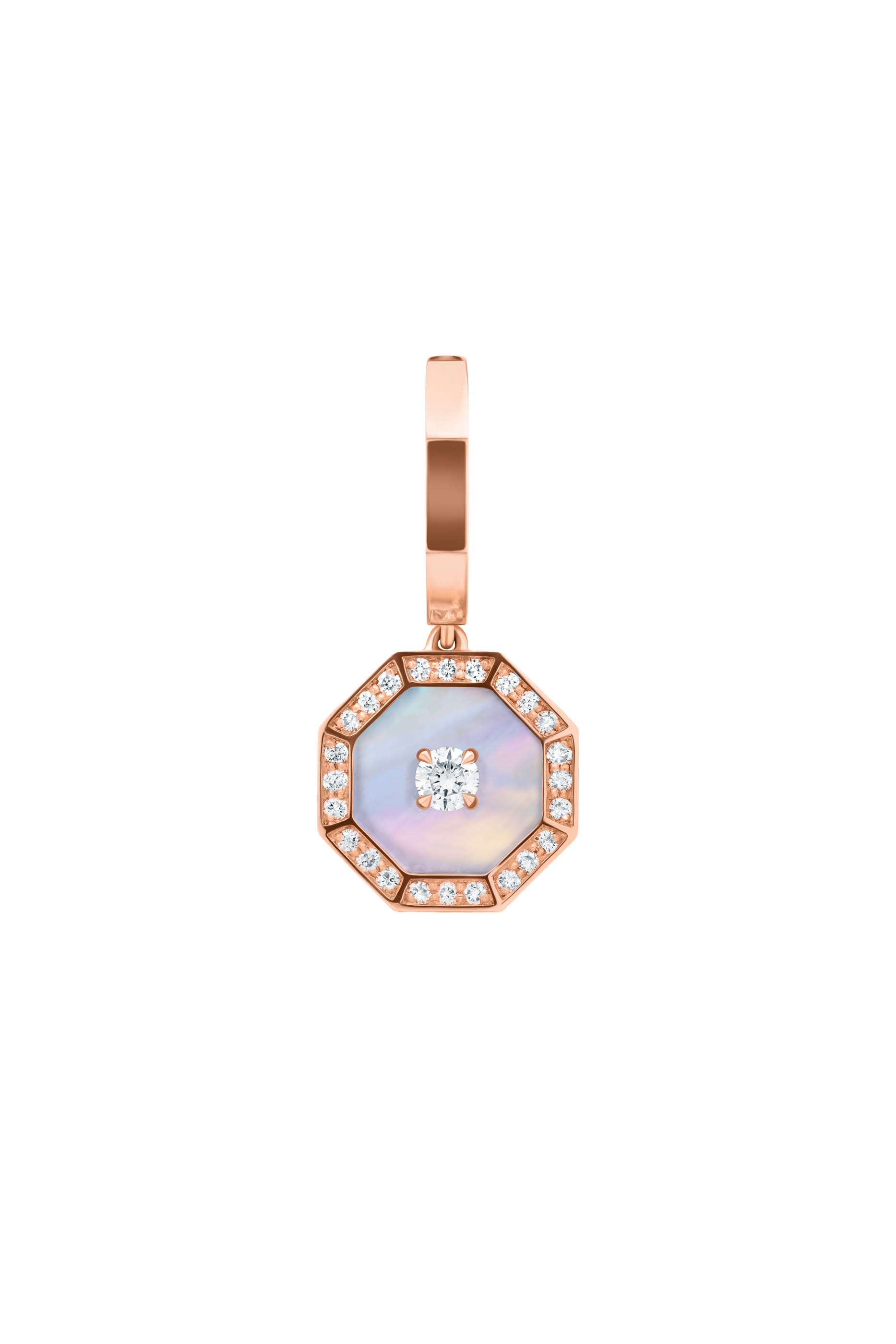 Ahjar Birwaz Dangling Hoop Earrings, 18K Rose Gold with Diamonds & Mother of Pearl