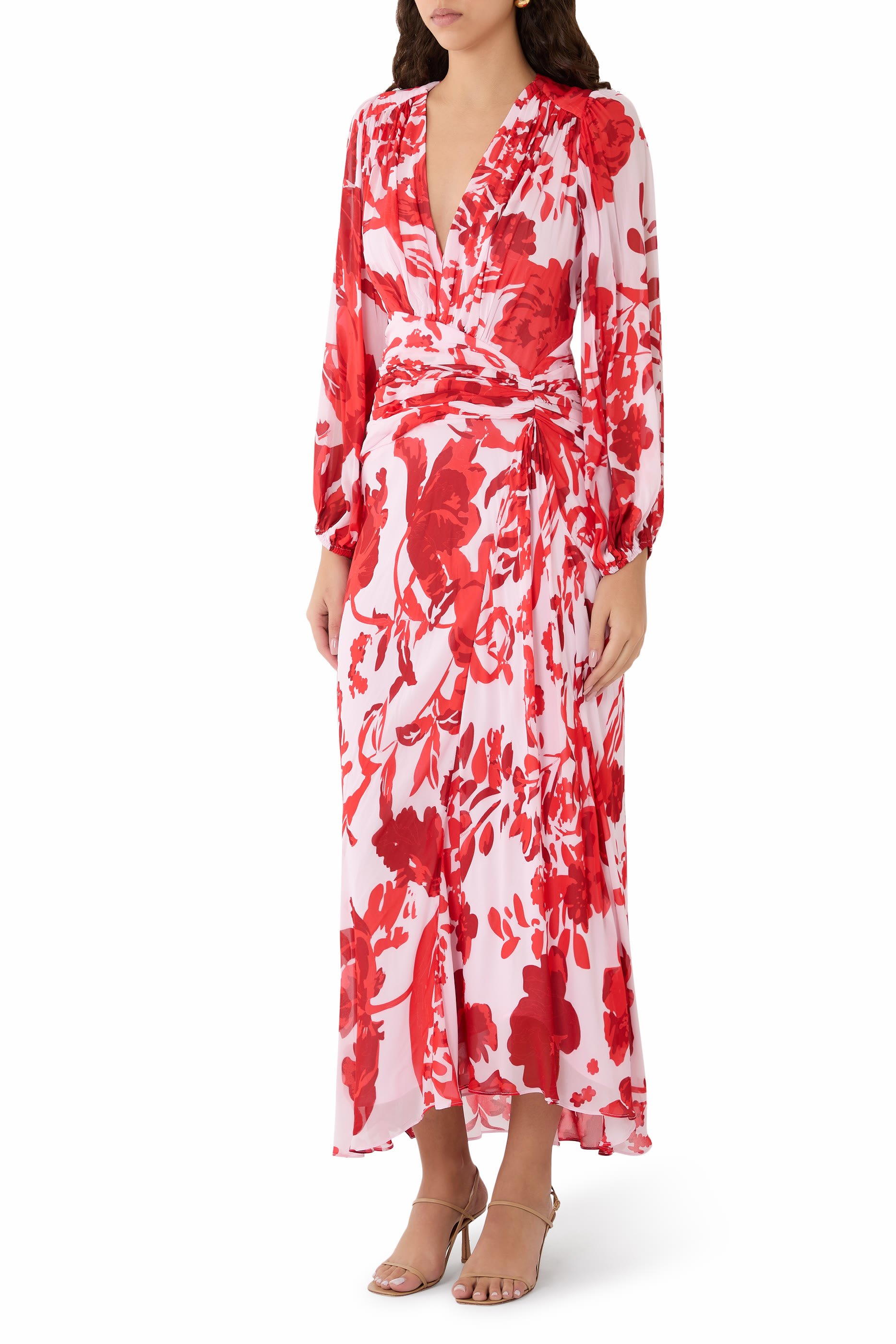 Aleyna Long Sleeve Ruched Maxi Dress