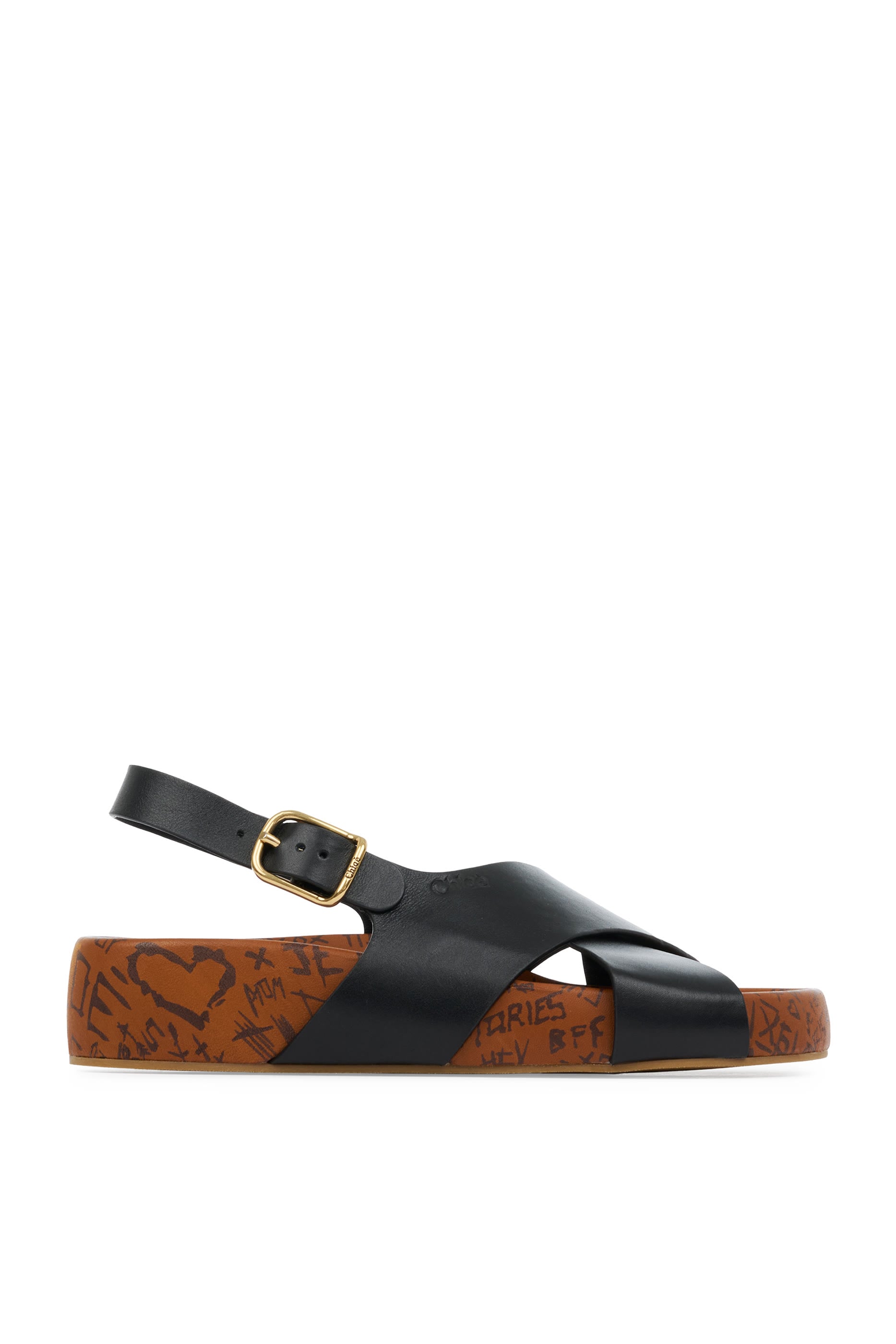 Wood-Effect Flat Sandals