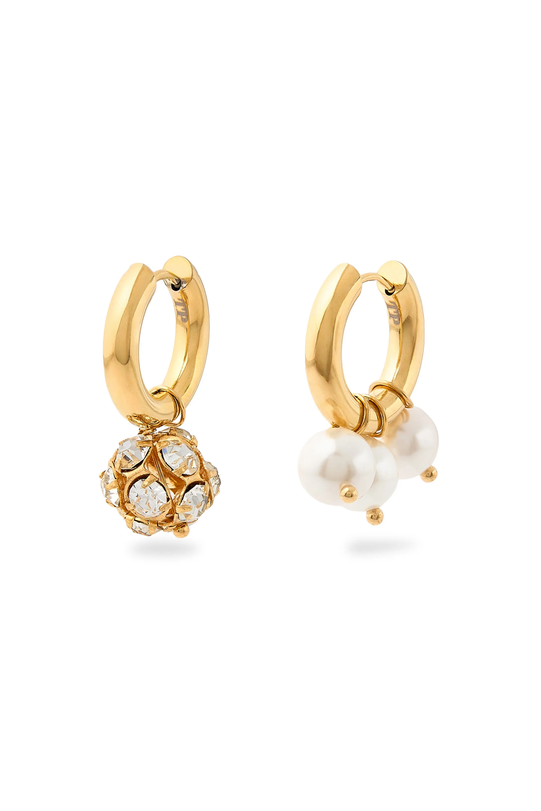  Strass and Pearl Hoop Earrings