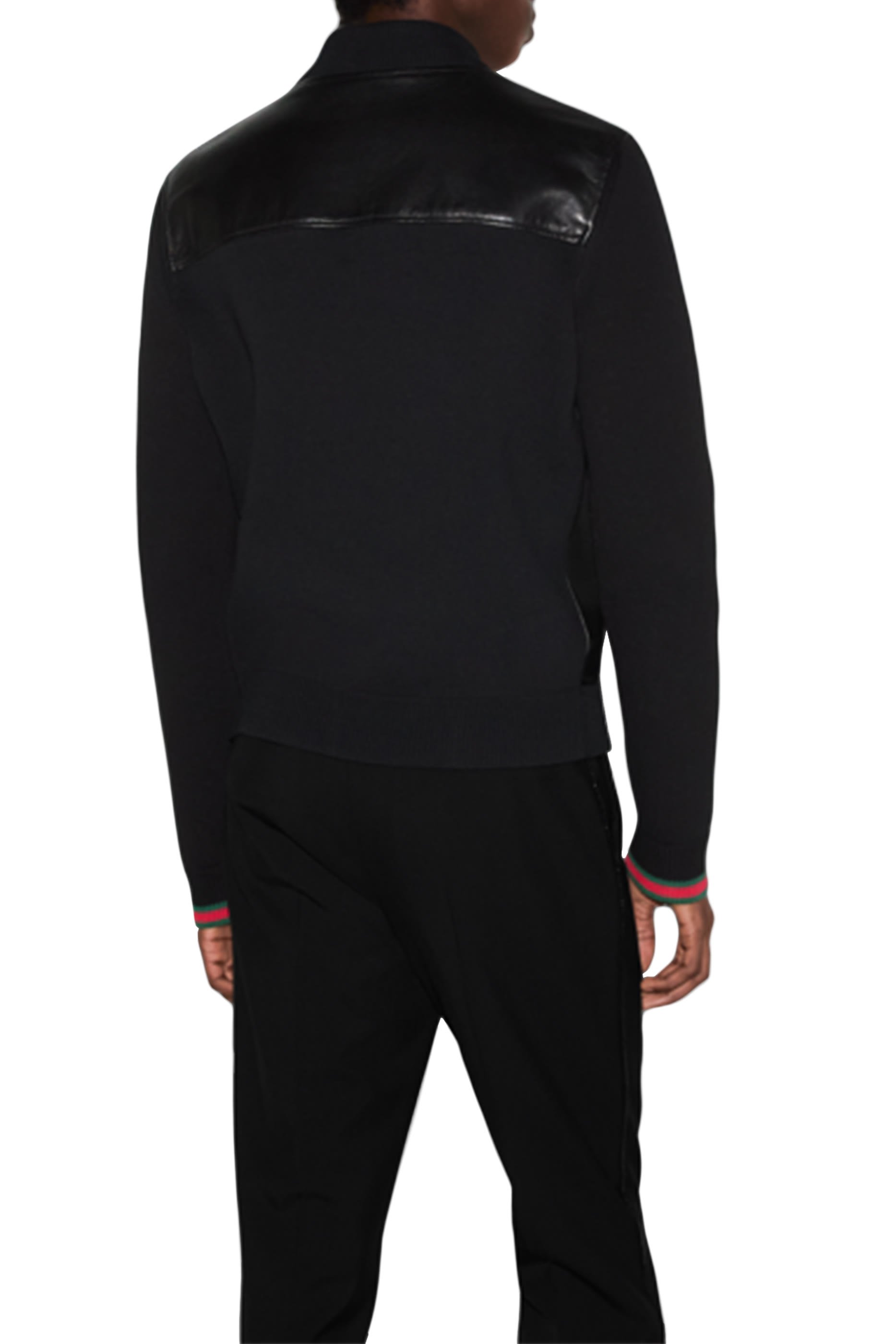  Nappa Leather and Knit Bomber Jacket