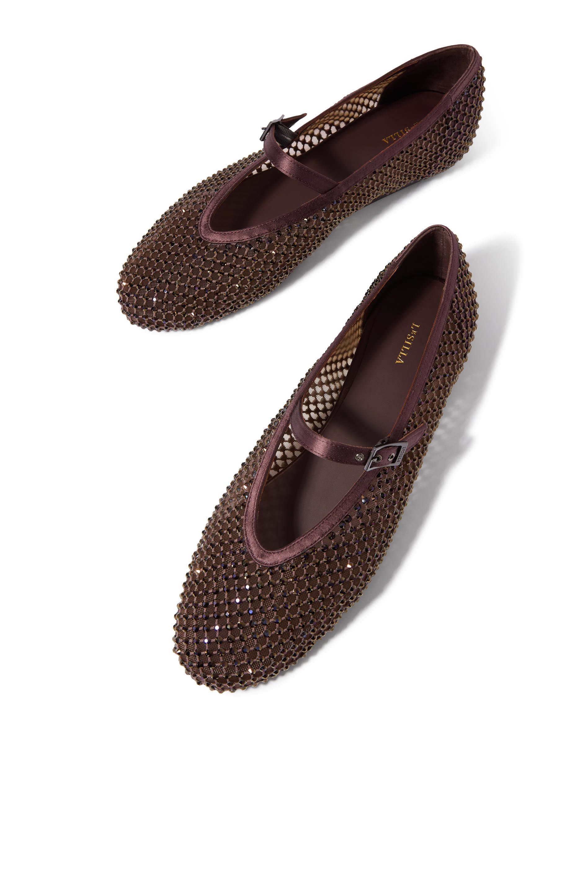  Pewter Fishnet Ballet Flat with Crystals