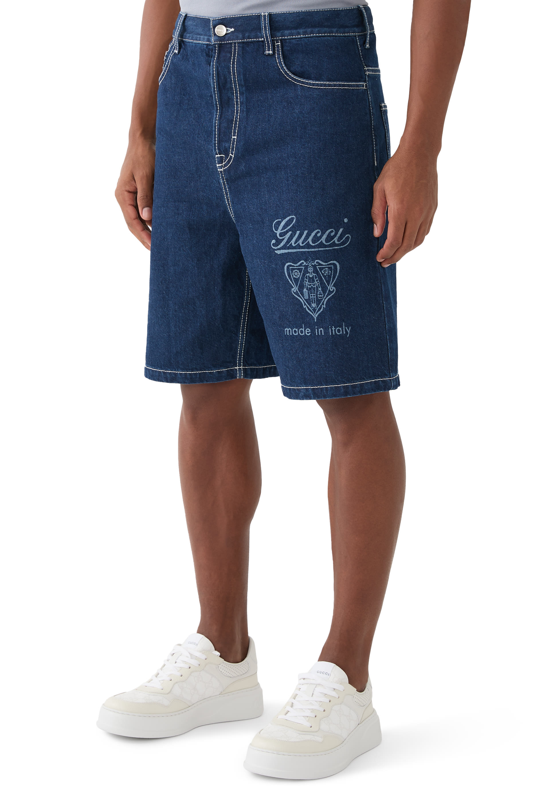 Lasered Denim Shorts
