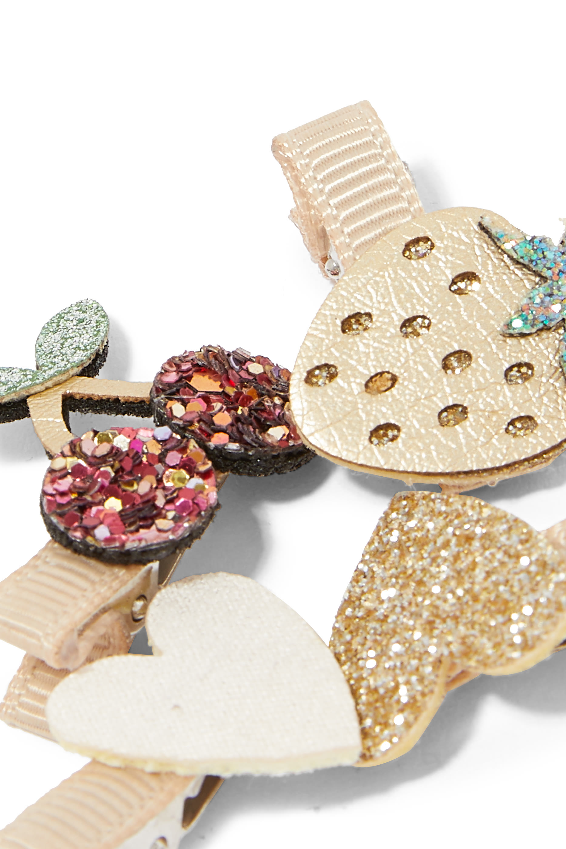 Kids Retro Fruit And Heart Clips, Set of 8