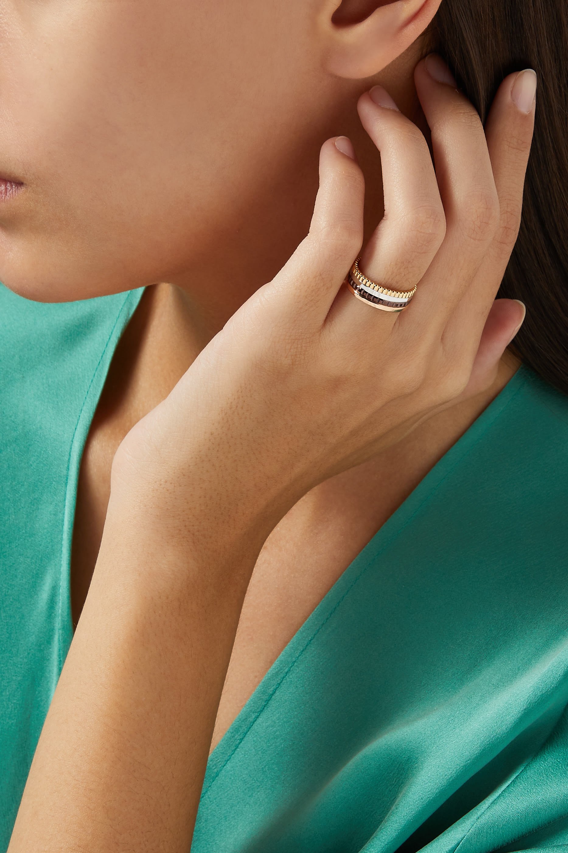 Quatre Classique Small Ring, 18k Mix Gold & Brown PVD