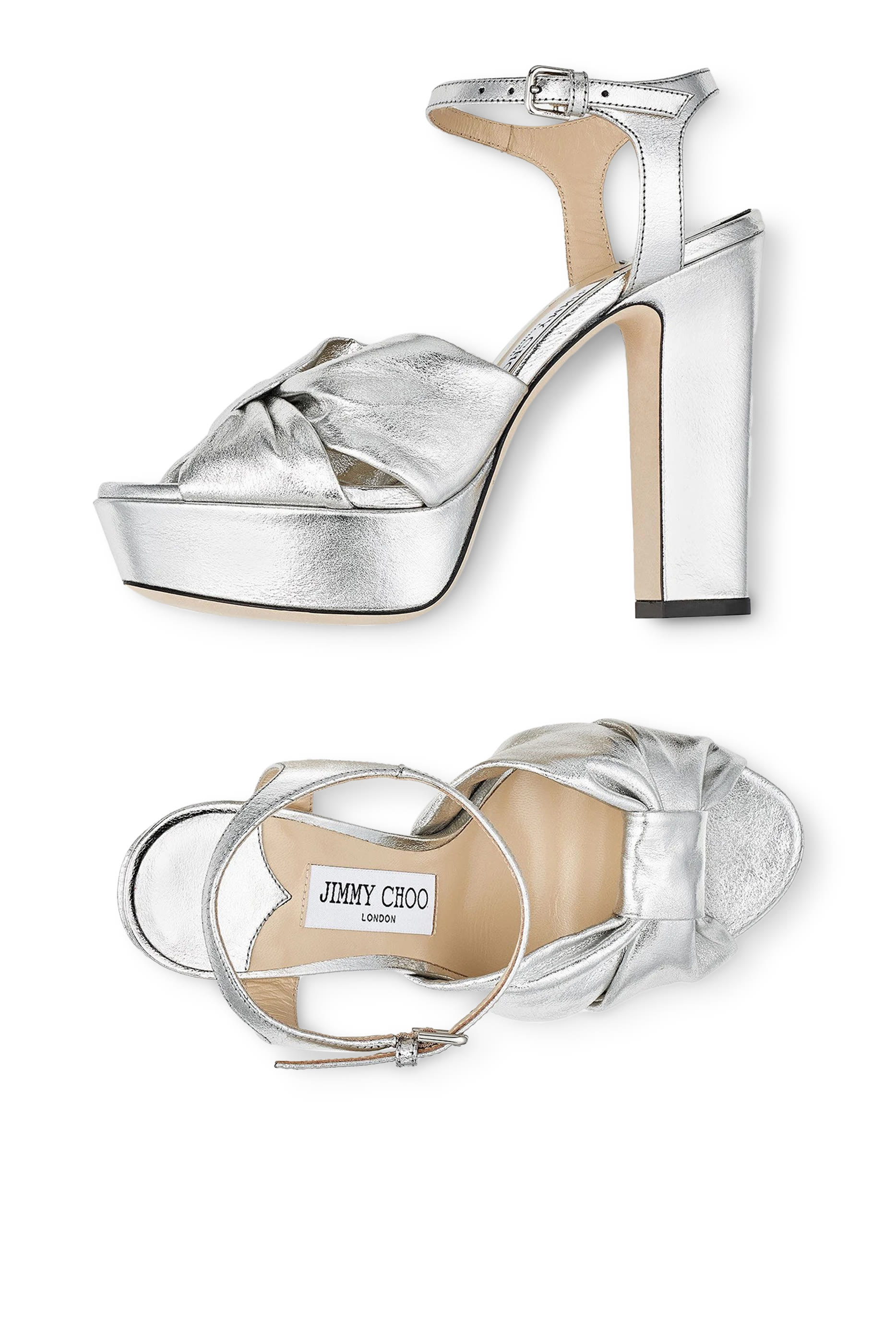 Heloise 120 Gold Soft Mirror Leather Platform Sandals